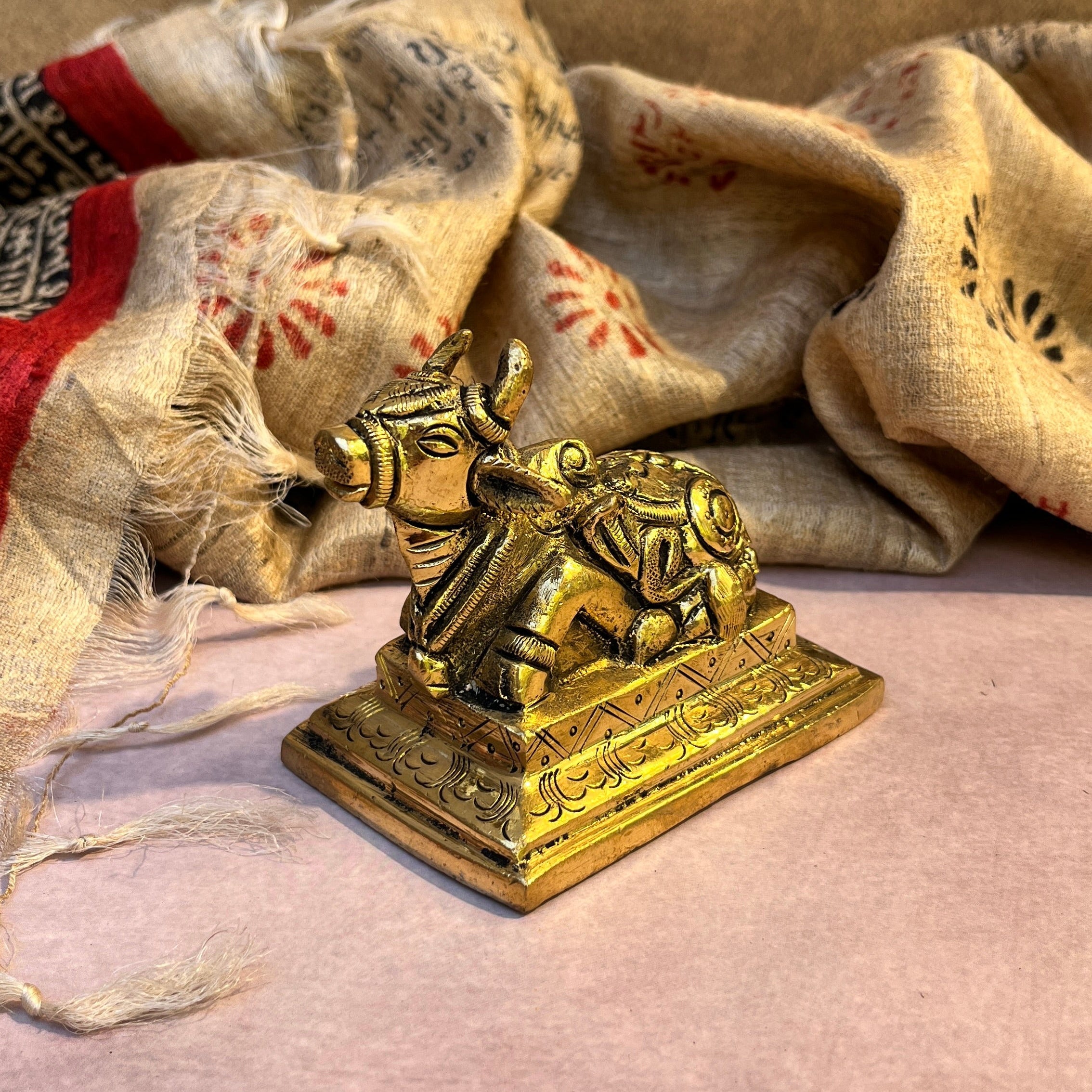 Ambi Pure Brass Nandi Maharaj Murti with Shiva & Nag Design- 710 Grams