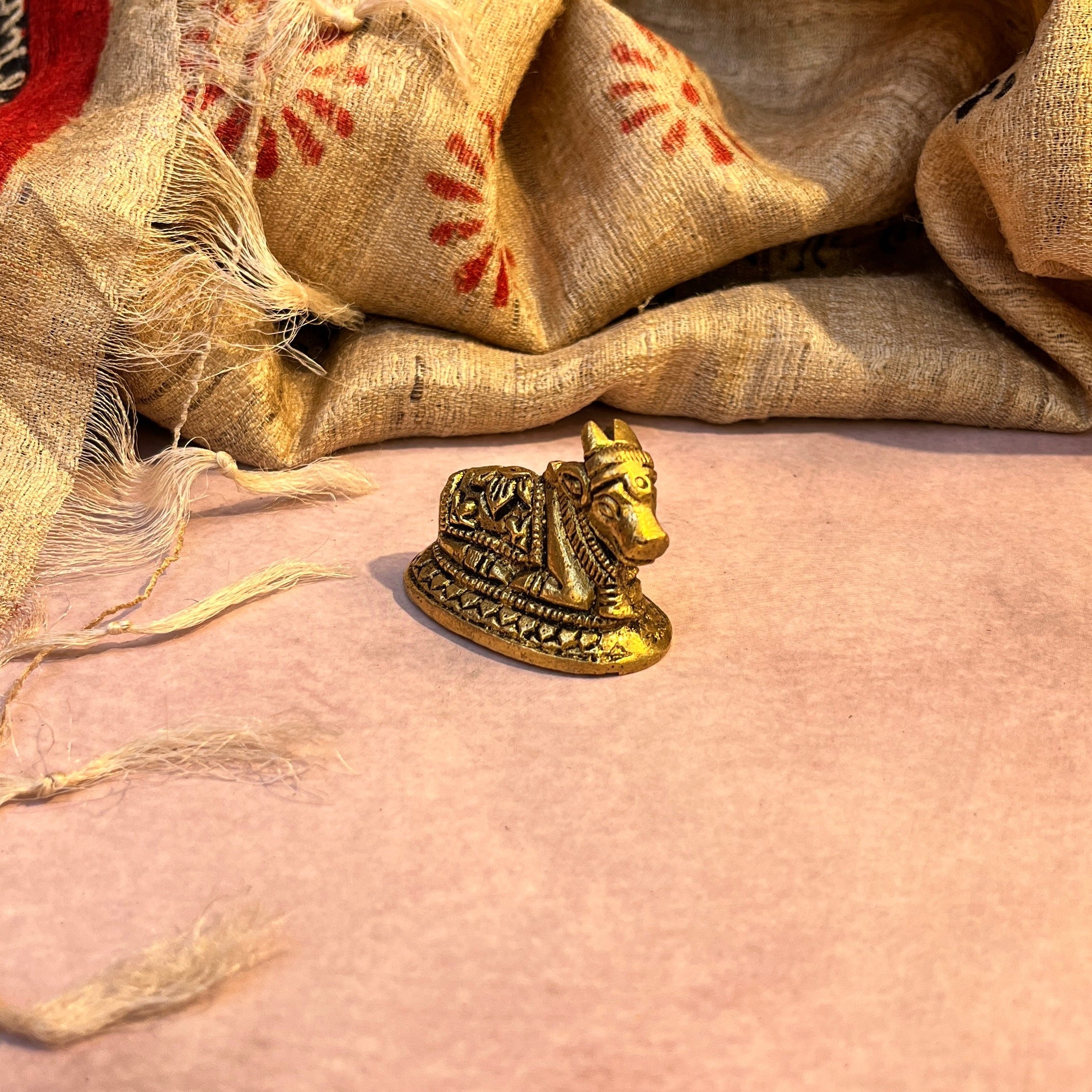 Ambi Pure Brass Sacred Nandi Idol – Bull Statue for Pooja - 90 Grams