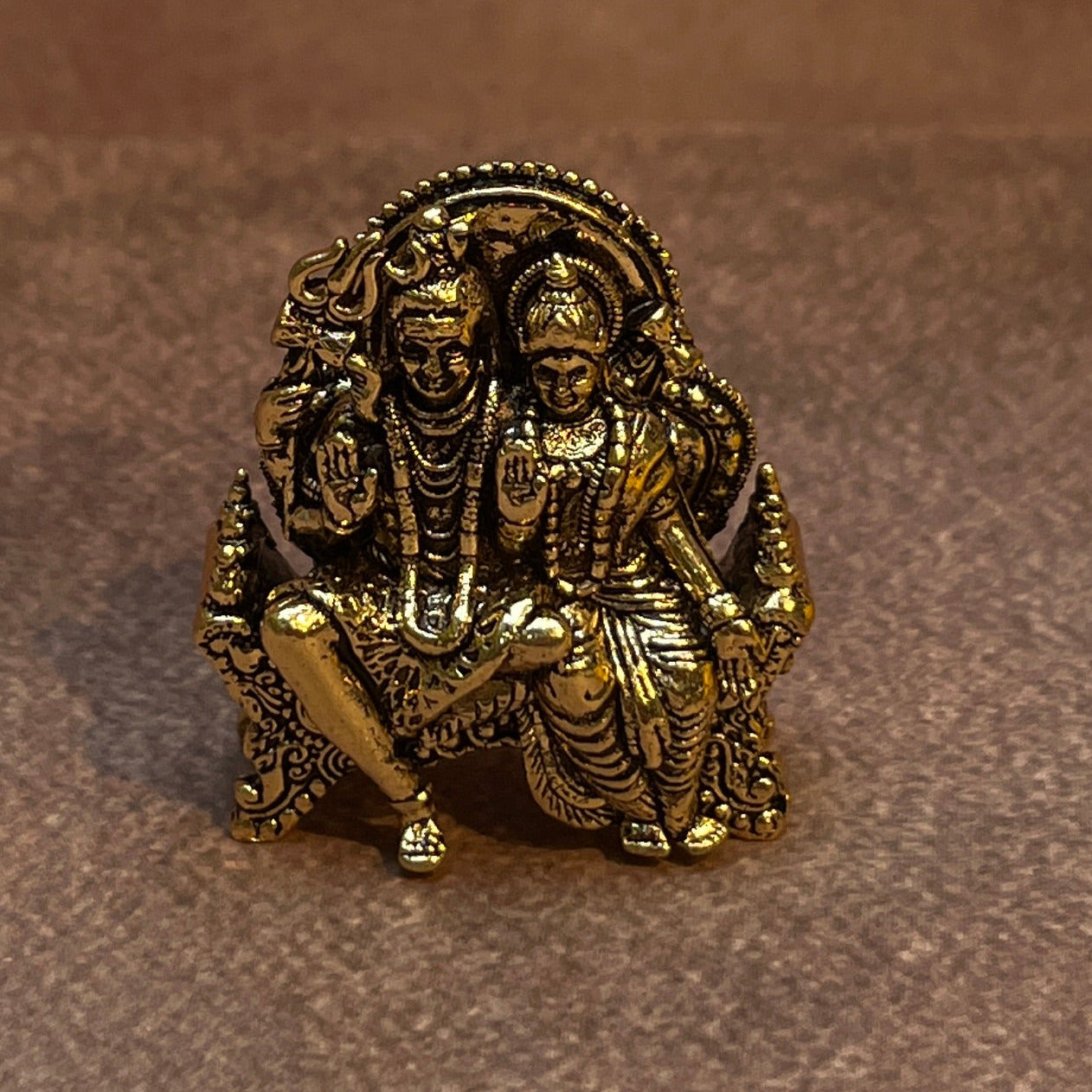 Ambi Brass Shiva Parvati Idol | Uma Maheshwara Statue for Home Mandir & Puja - 1.5 Inch Height