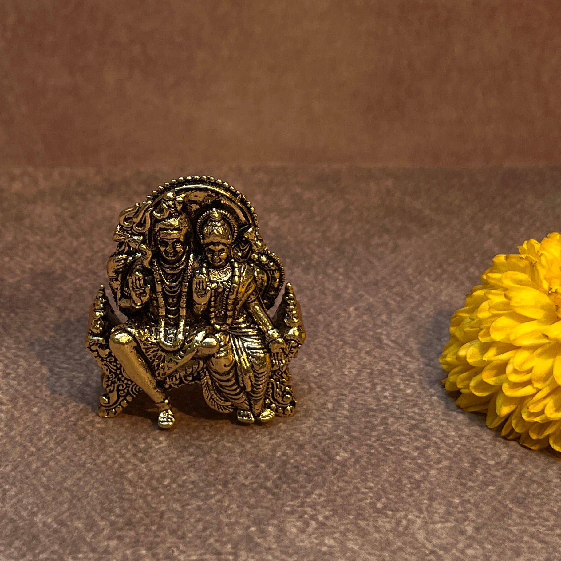 Ambi Brass Shiva Parvati Idol | Uma Maheshwara Statue for Home Mandir & Puja - 1.5 Inch Height