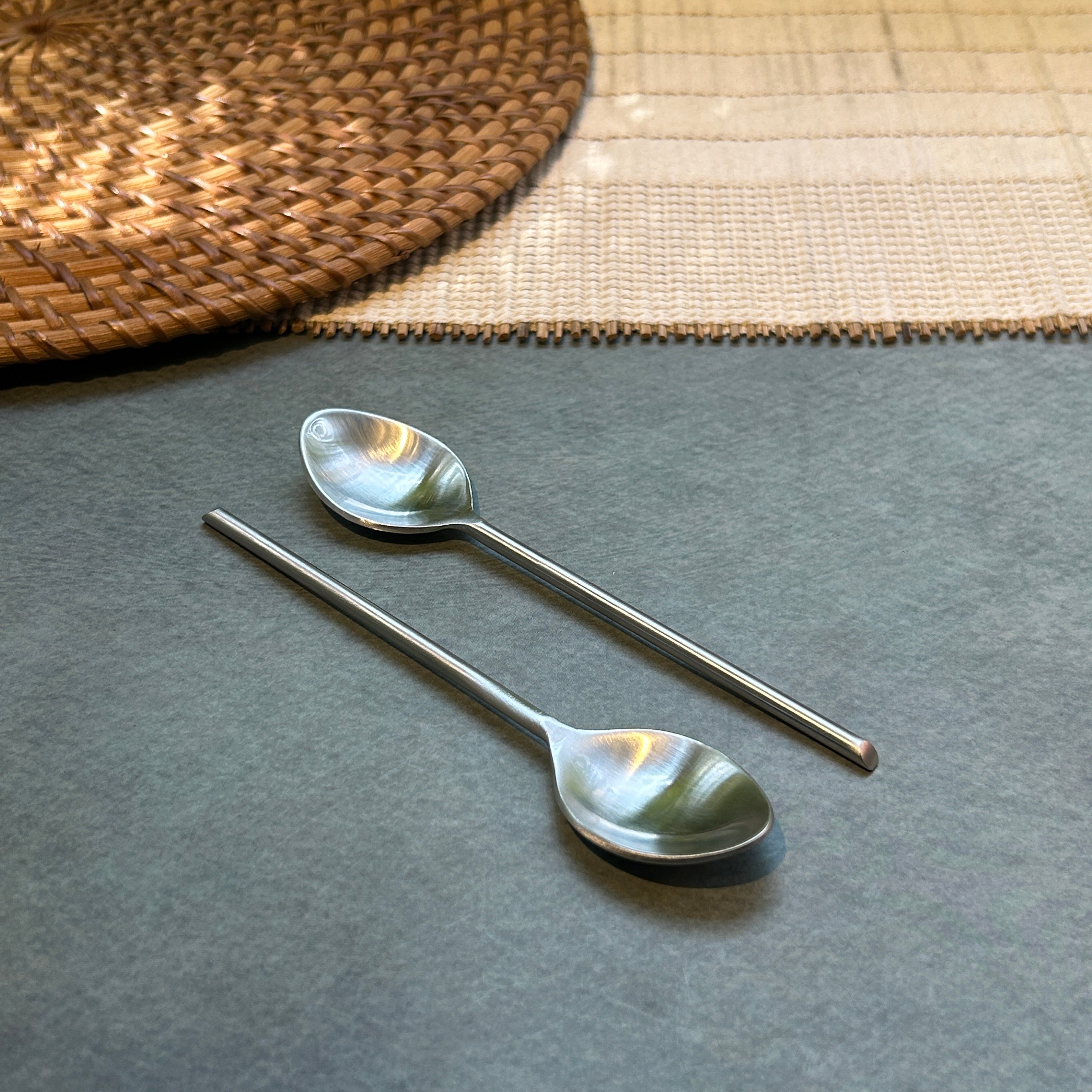 Ambi Pure Brass Tea and Coffee Silver Spoon | Matt Finish| Multipurpose Spoon