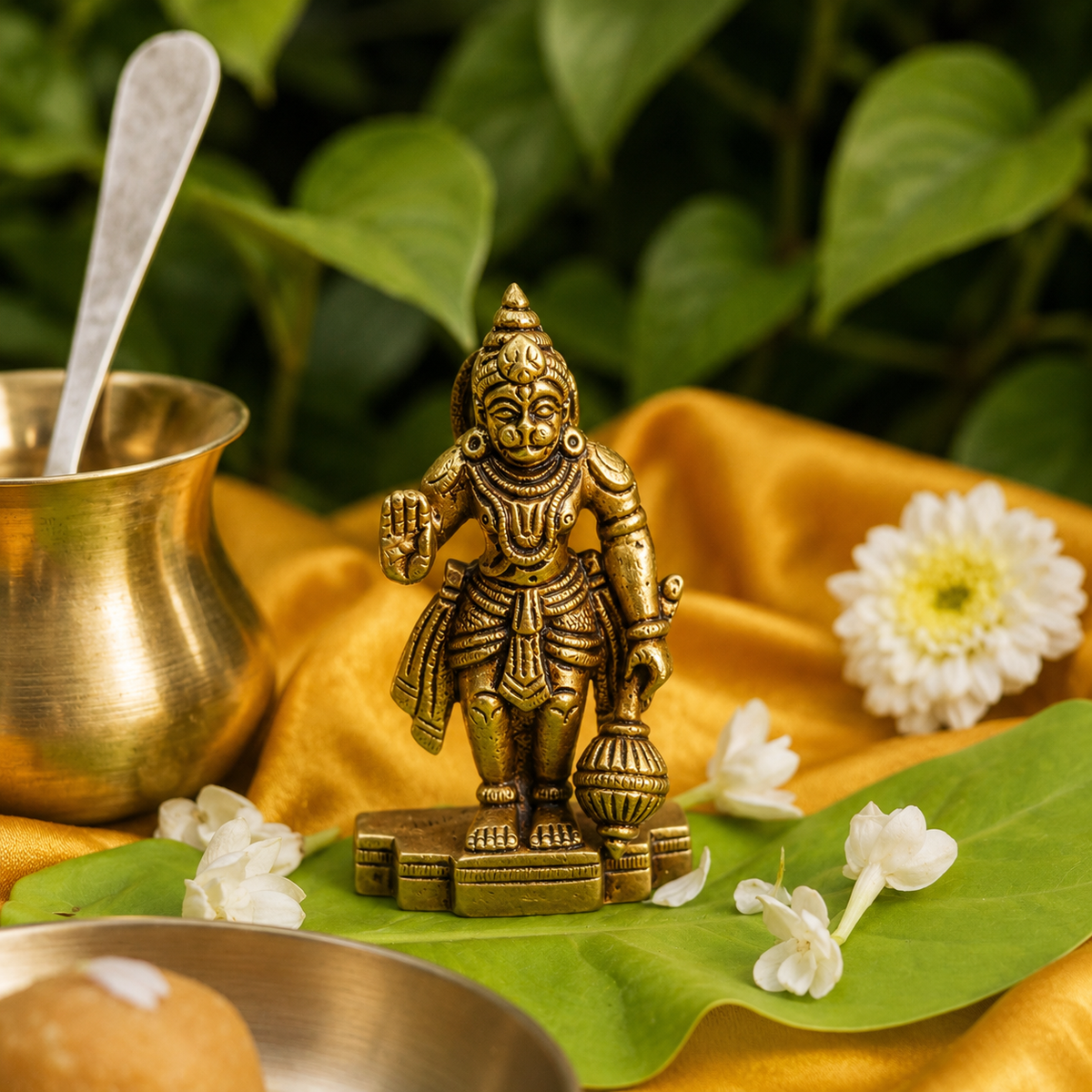 Pure Brass Lord Hanuman Idol - 3.8 inch height
