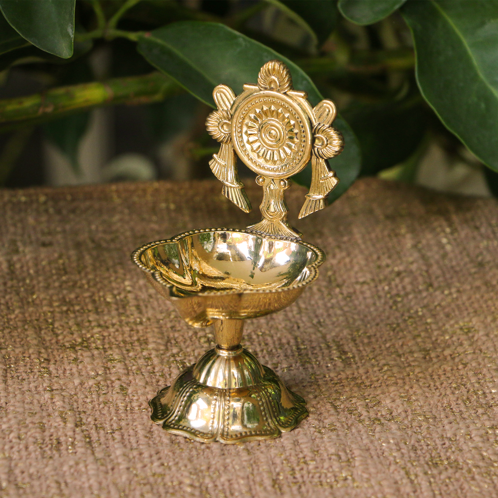 100% Pure Brass Chakra Deepam - Small