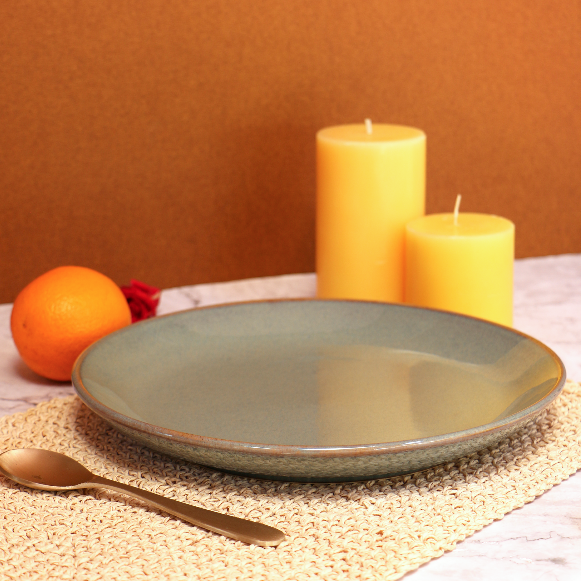 Ambi Ceramic Glazed Grey Dinner Plate