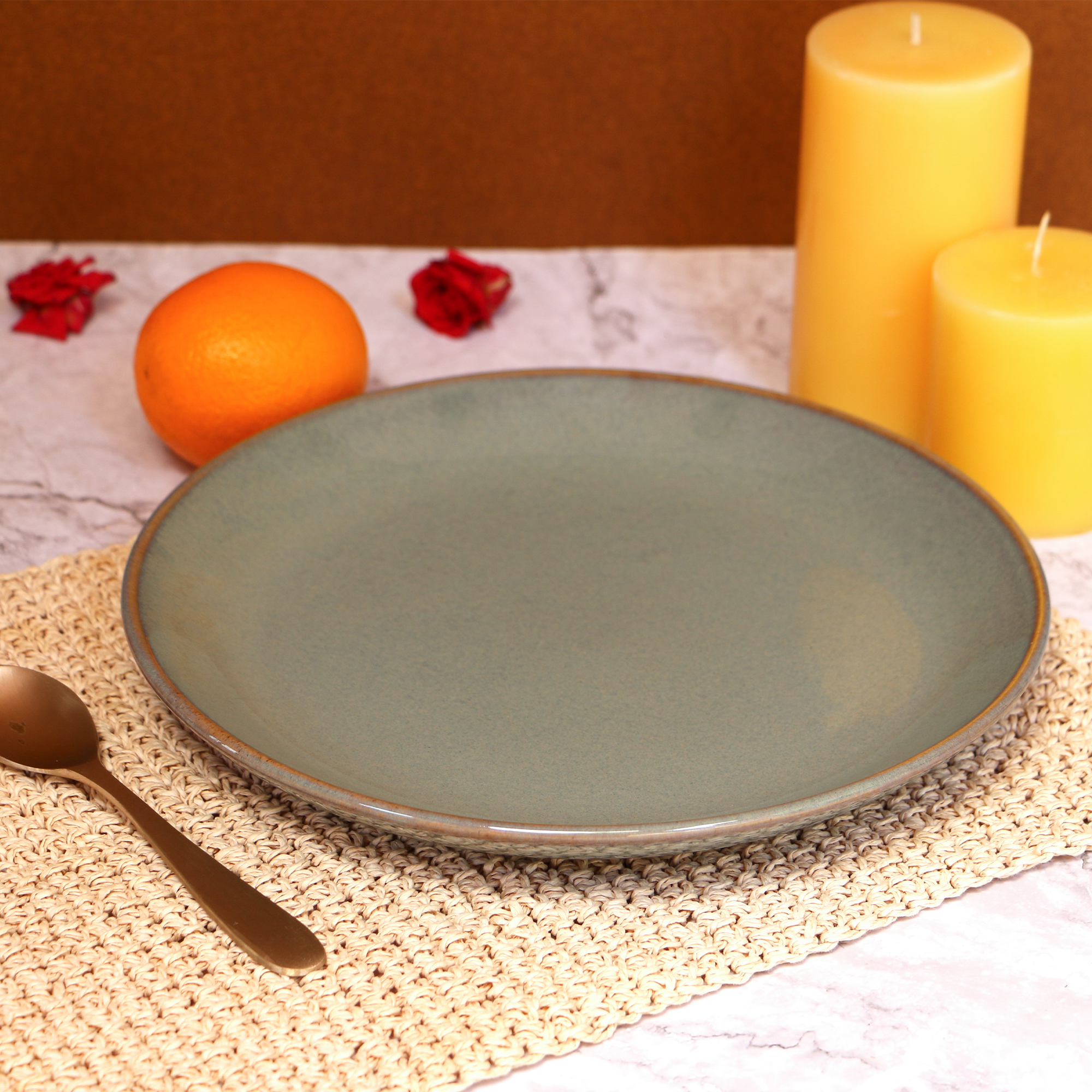 Ambi Ceramic Glazed Grey Dinner Plate