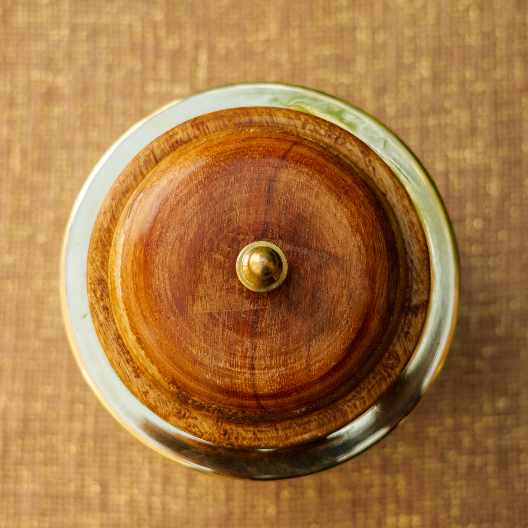 Sugar Jar - Pure Brass Hammered Storage Container - Large - Wood Lid