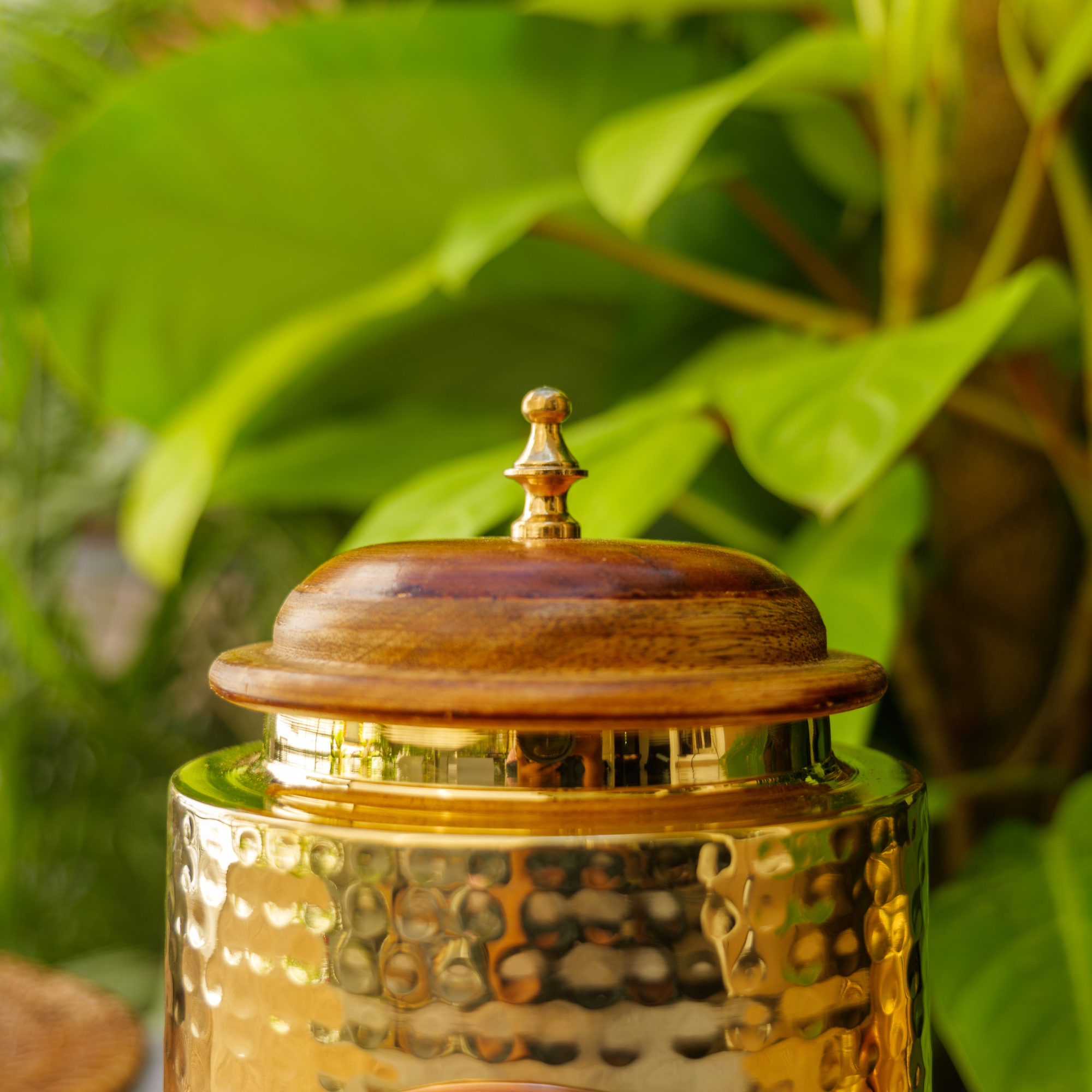 Pure Brass Hammered Tea Storage Container - Large