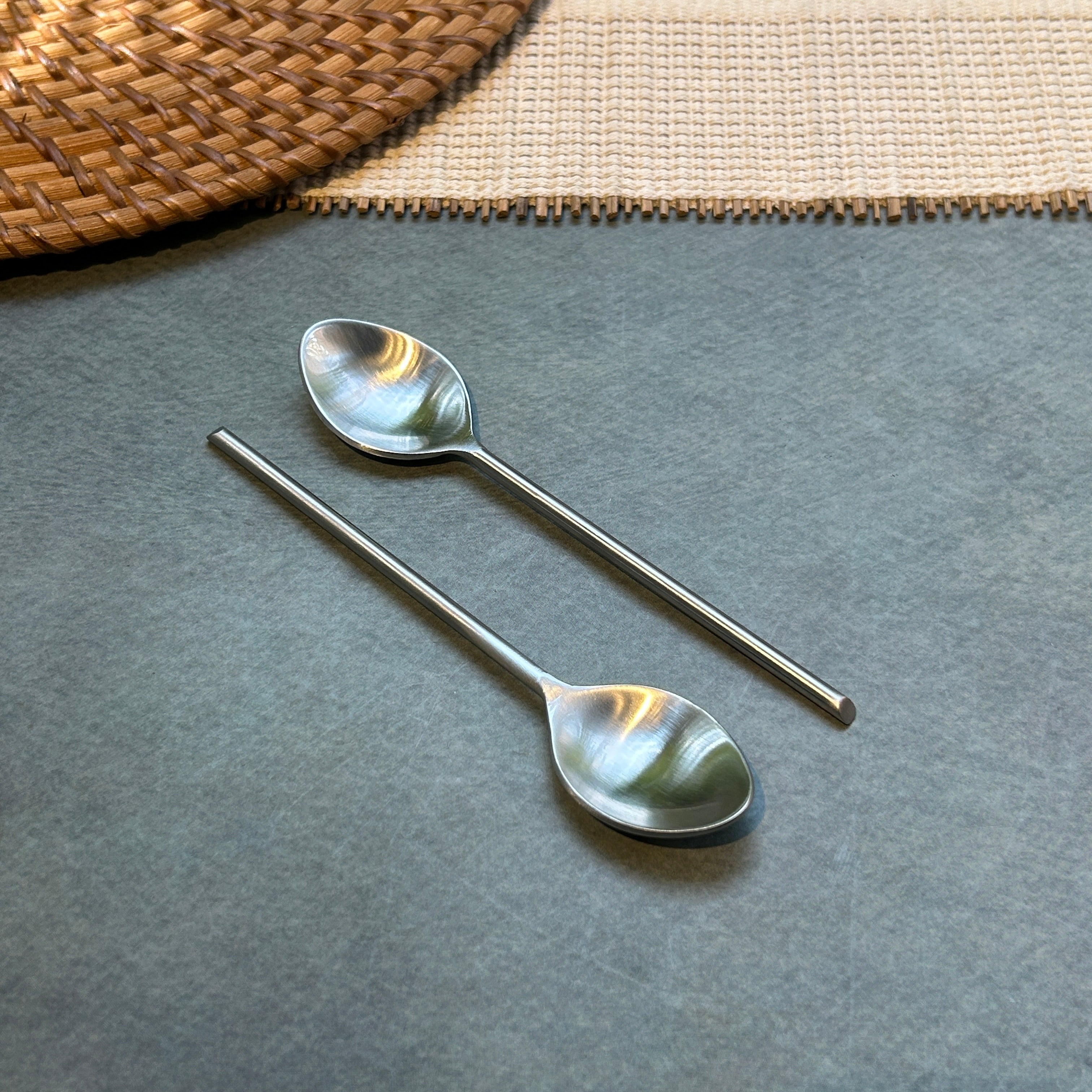 Ambi Pure Brass Tea and Coffee Silver Spoon | Matt Finish| Multipurpose Spoon