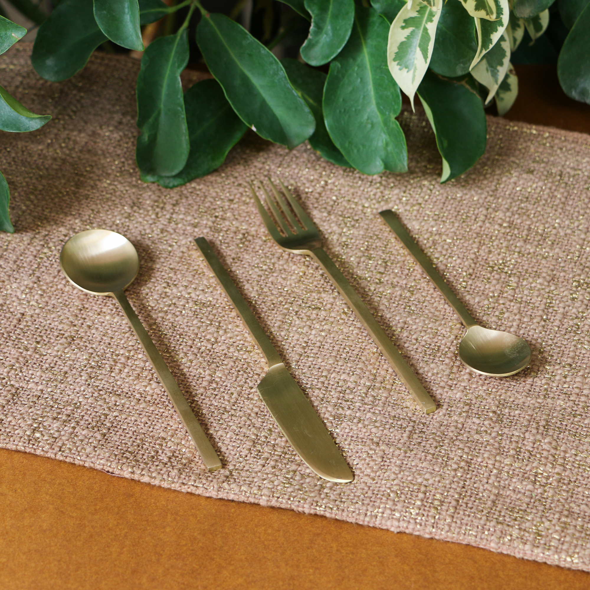 Handcrafted Heavy Pure Brass Cutlery Set of 4