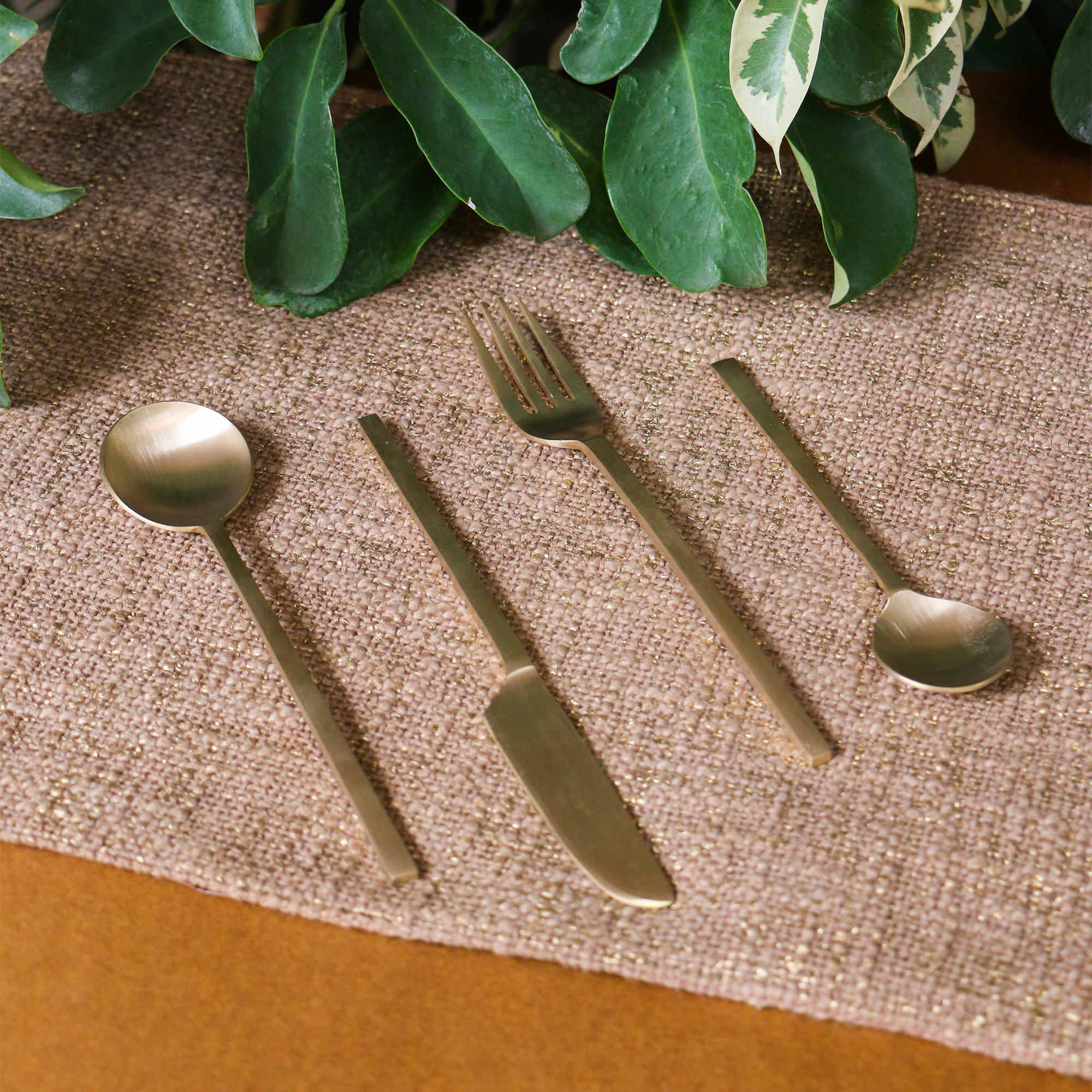 Handcrafted Heavy Pure Brass Cutlery Set of 4