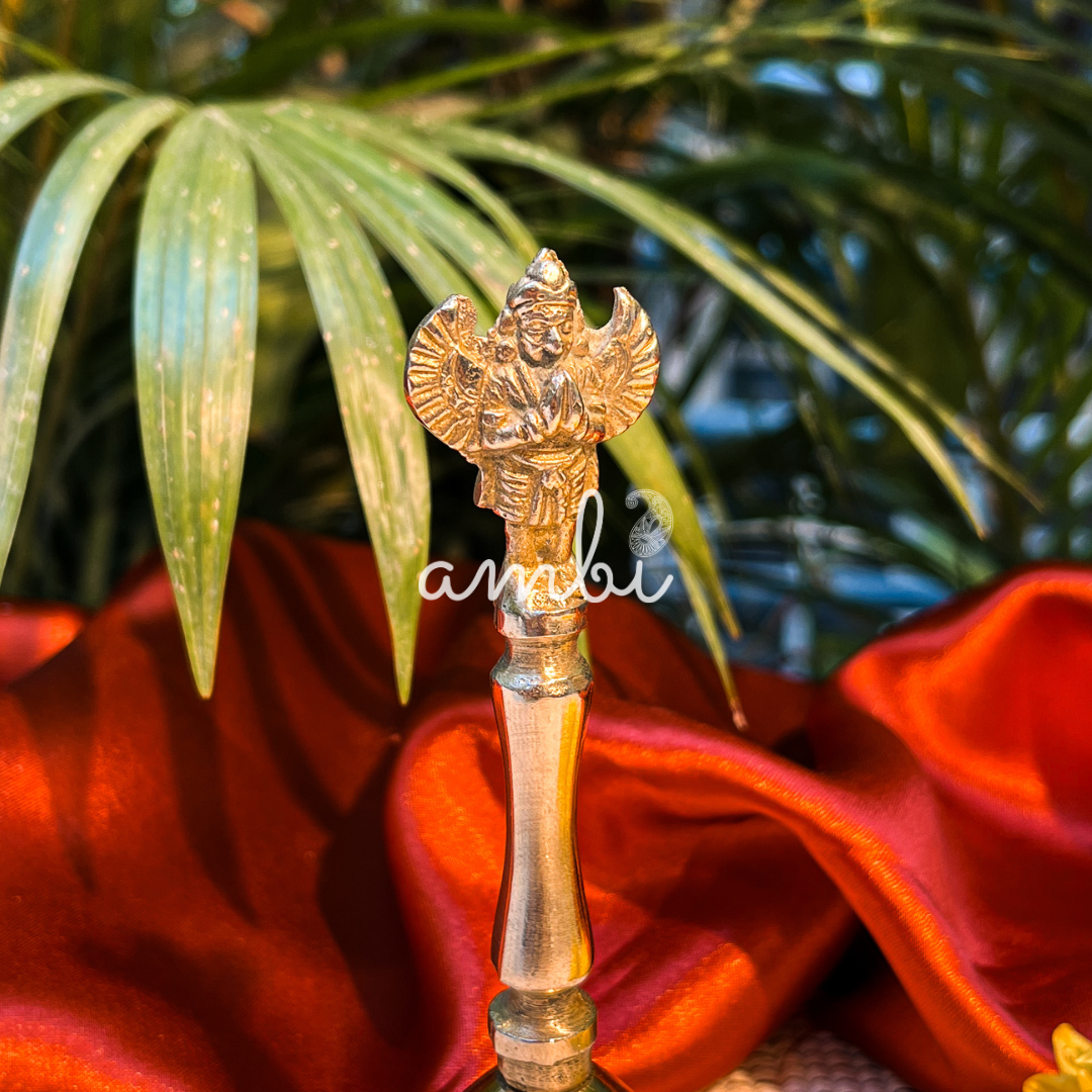 Ambi Pure Brass Garuda Symbol Hand Bell for Pooja & Aarti - 5 Inch