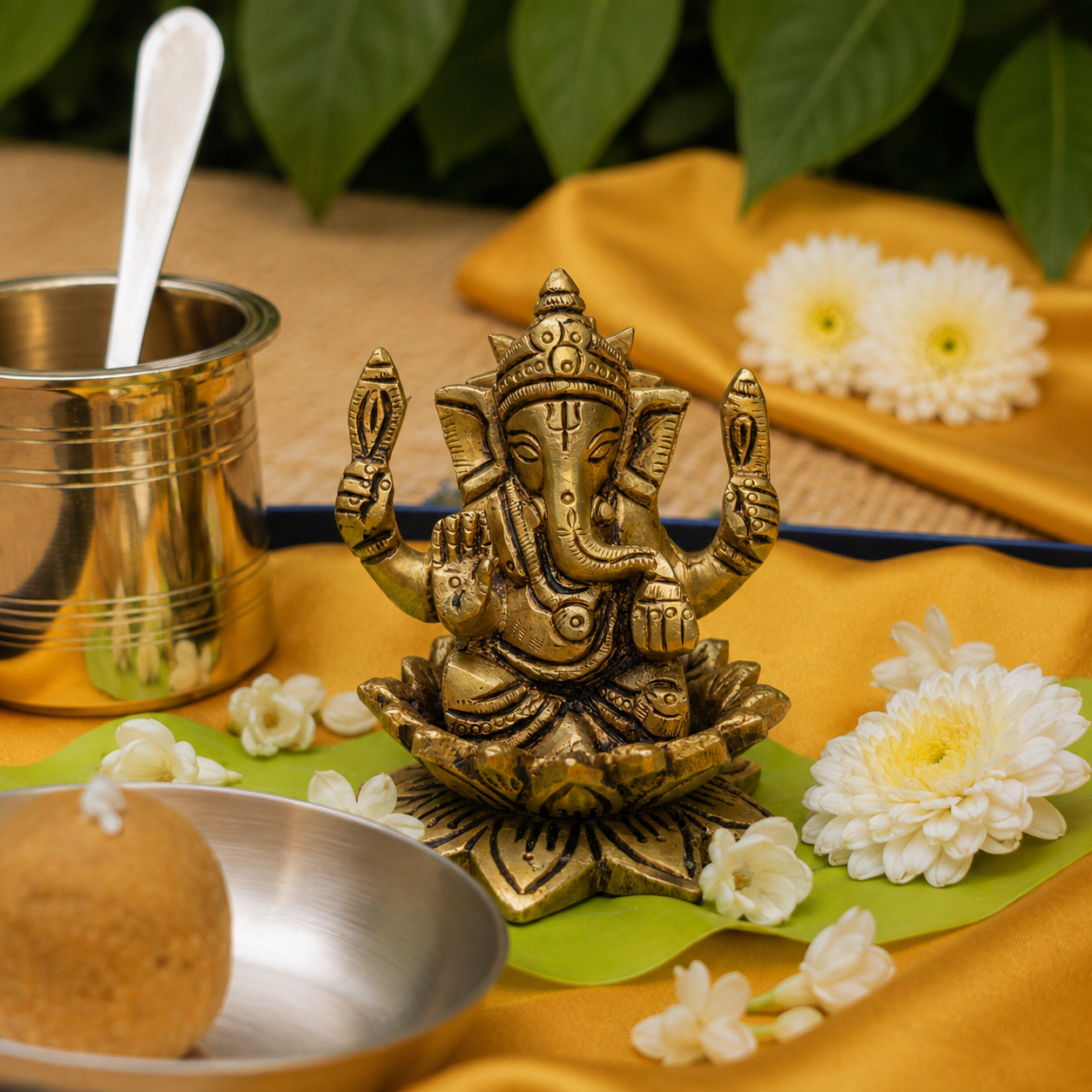 Pure Brass Lord Ganesha Idol - 2.5 inch height