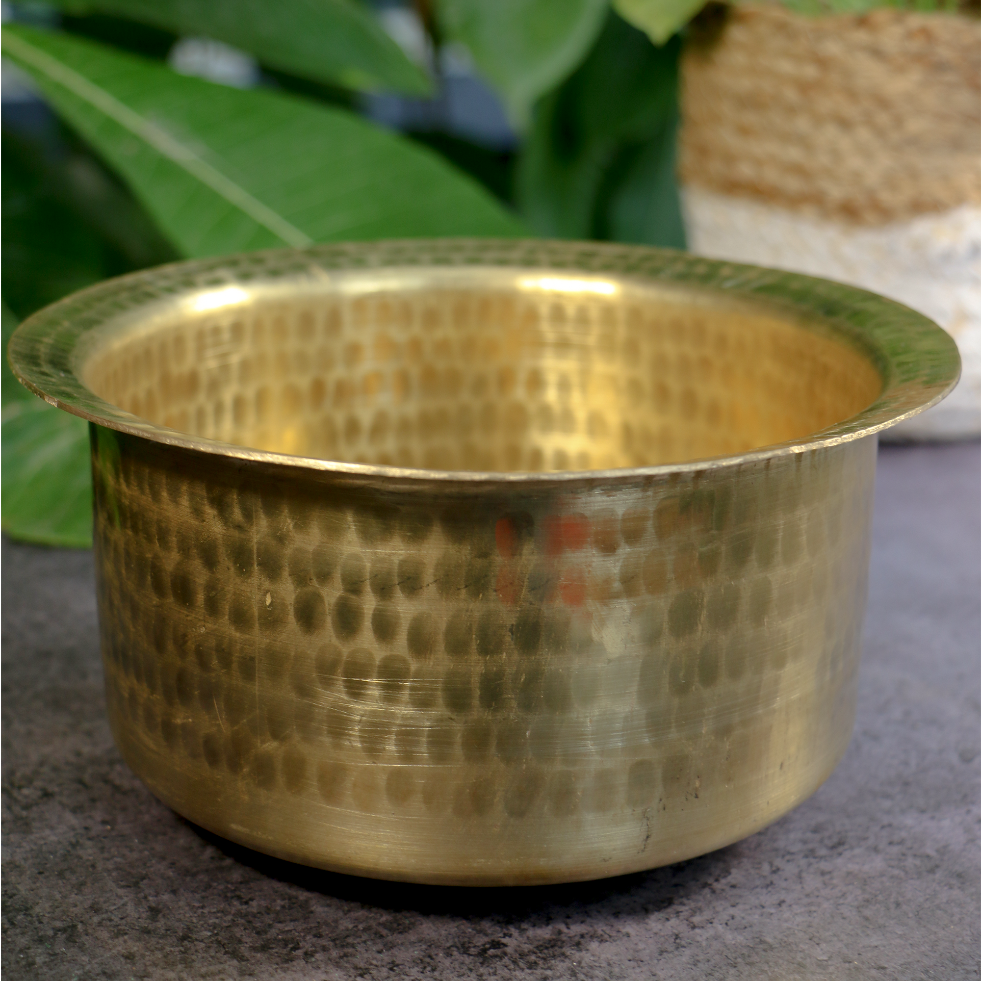 Beautiful Pure Brass Traditional Hammered Patila - 4 L