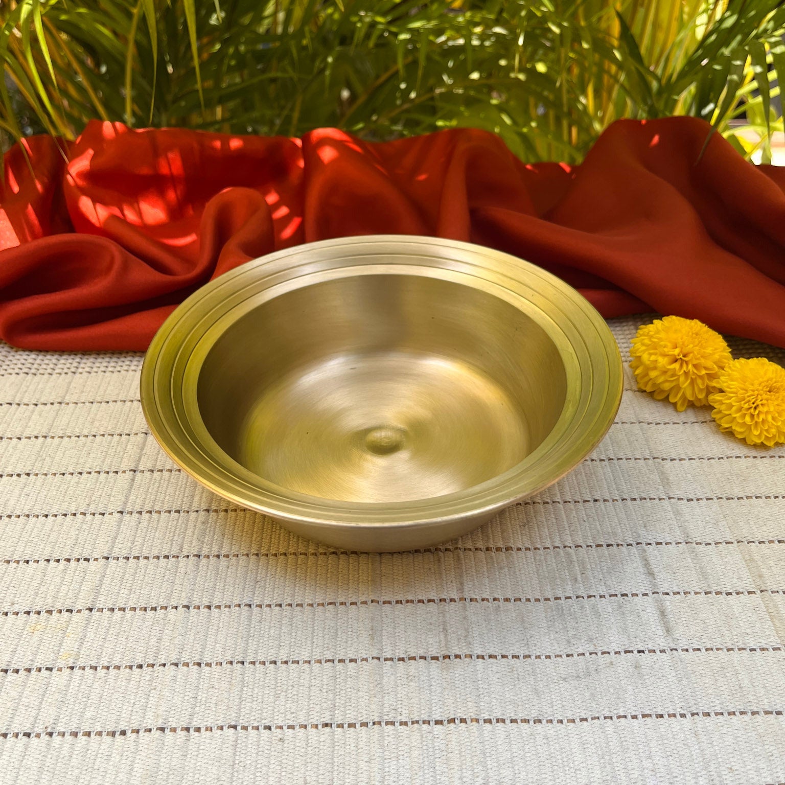 AMBI Pure 100% Lead Free Kansa Curry Bowl - 7 Inches- 600 ml