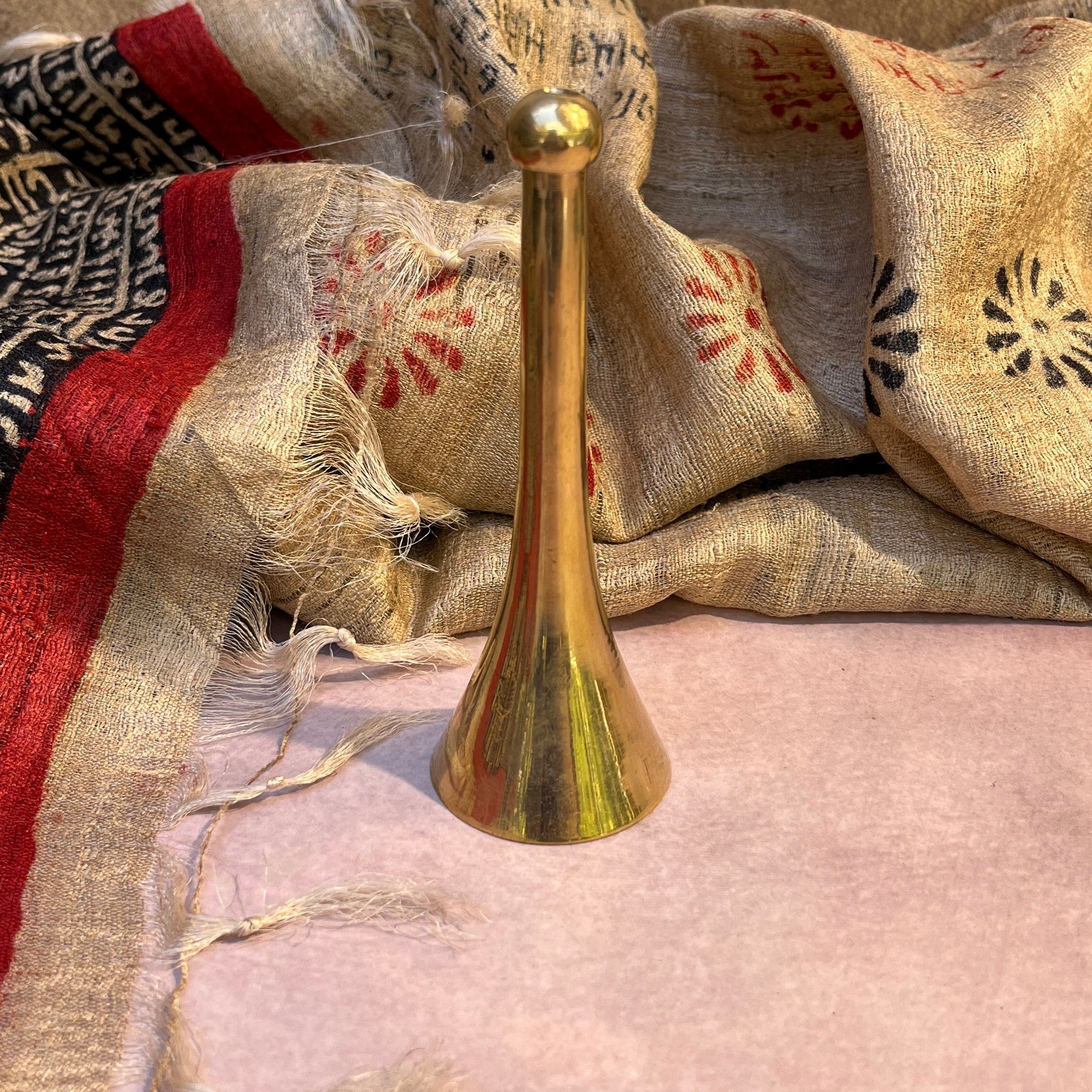 Ambi Pure Brass Puja Bell – Sleek Cone shape Long Handle Aarti Bell - 4.9 Inch Height