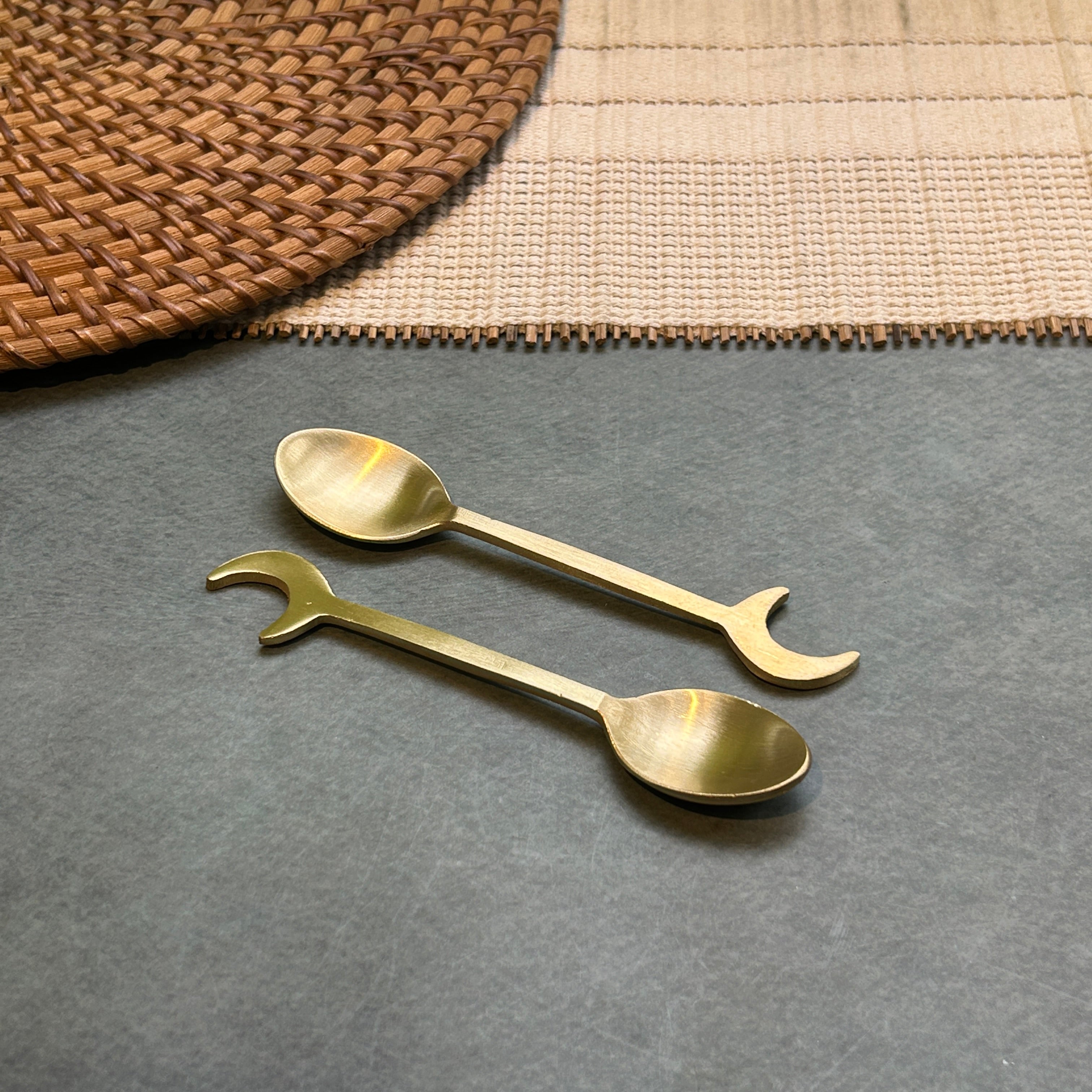 Ambi Half Moon Design Pure Brass Spoon | Set of 2, 4 or 6