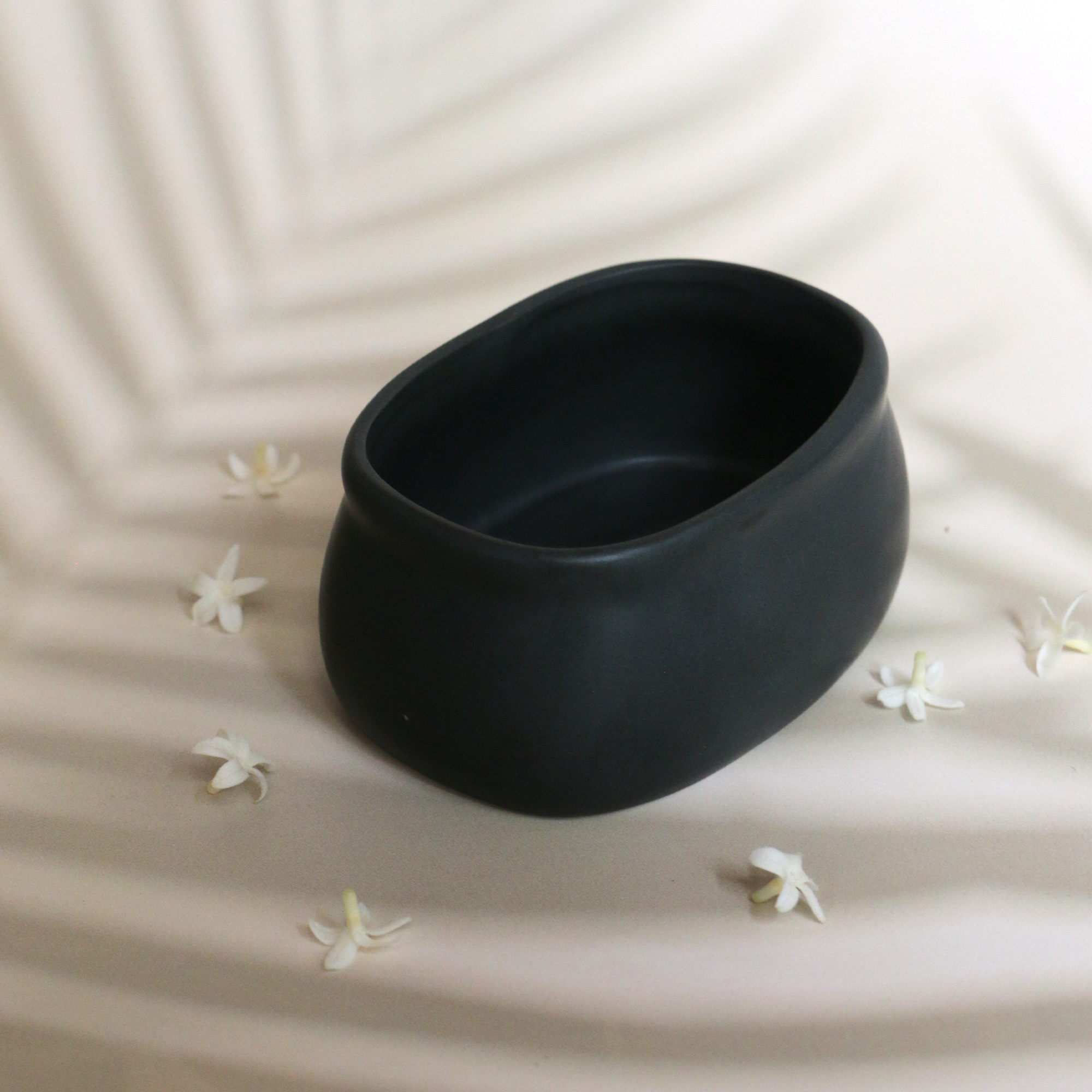 Ambi Stoneware Black Matte-finish Nut Bowl Small Set of Two