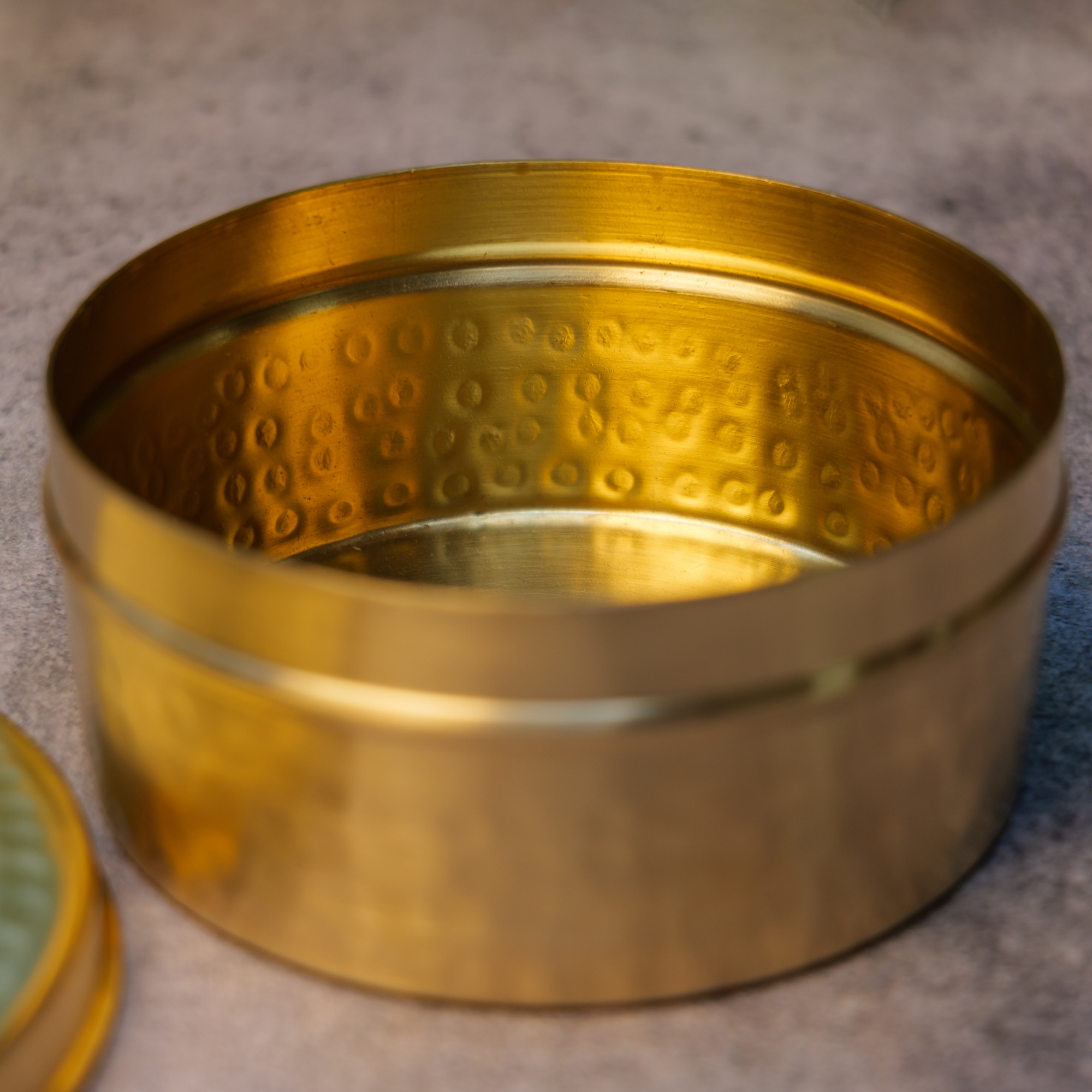 100% Brass Hammered Storage Boxes / Laddu Boxes - 4 inches diameter