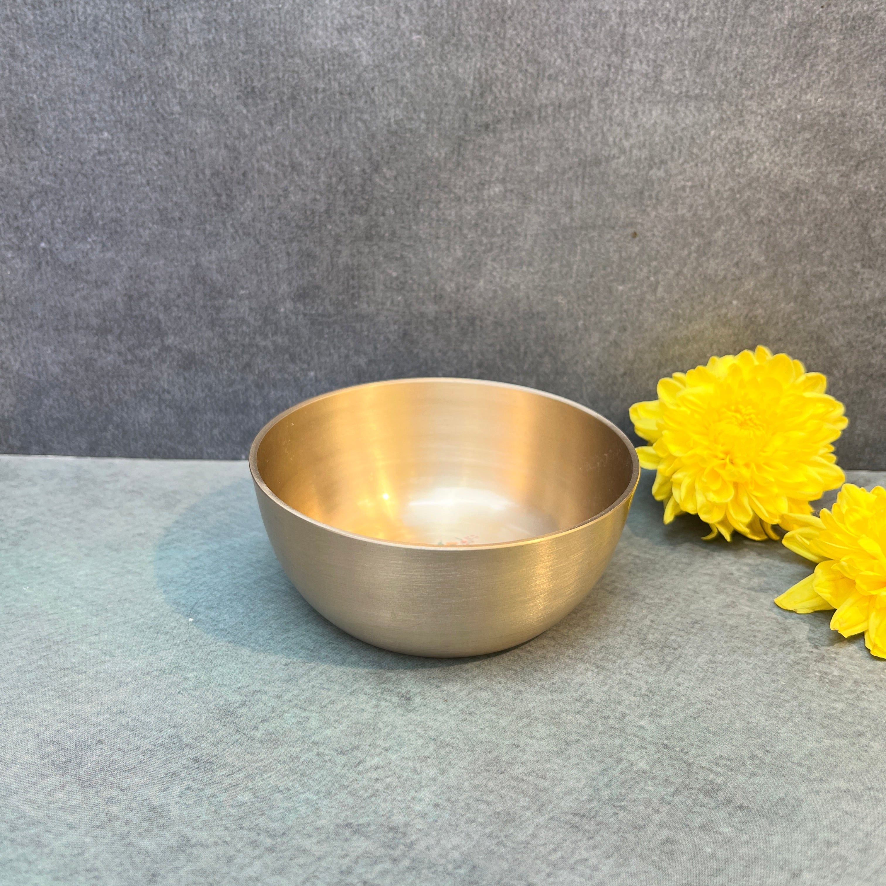 AMBI Lead Free 100% Pure Kansa Small Marigold Hand Painted Finish Small Bowl - 3.5 Inch - 180 ML