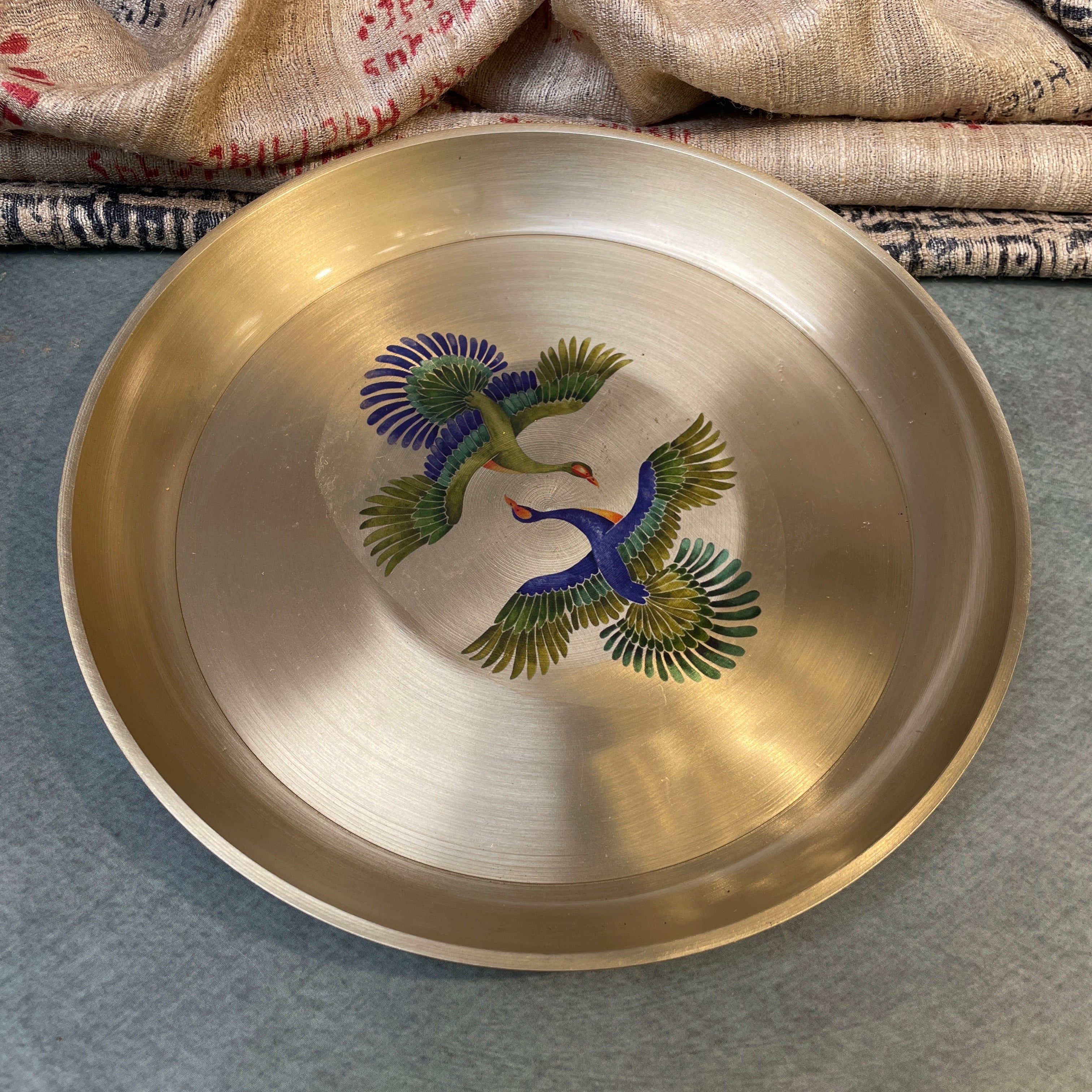 AMBI 100% Pure Lead Free Kansa Pattachitra birds Hand Painted Finish Plate 8 Inch