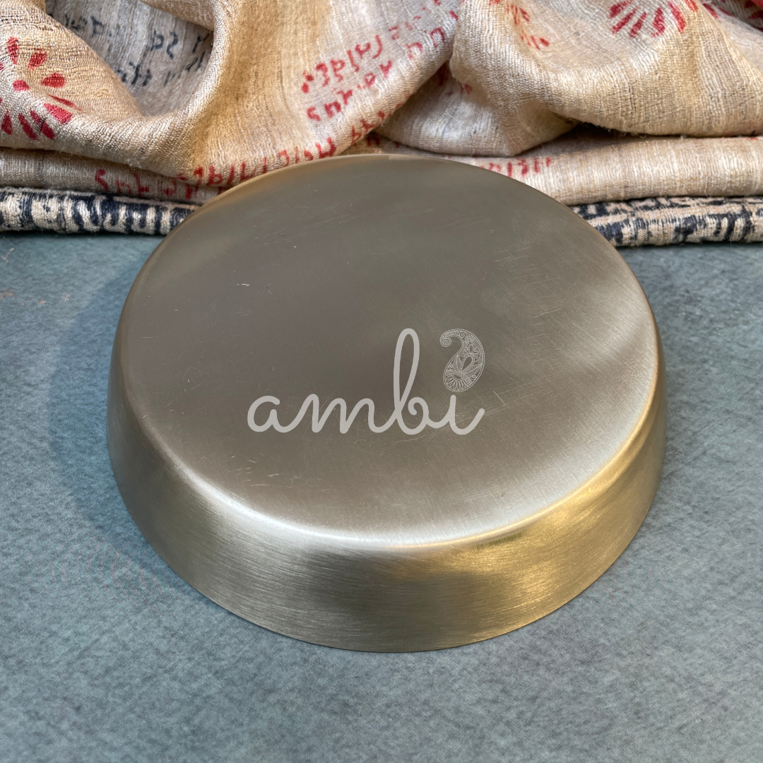 Ambi Pure Kansa Marigold Hand Painted Plate – 6 Inch | Dessert & Puja Plate