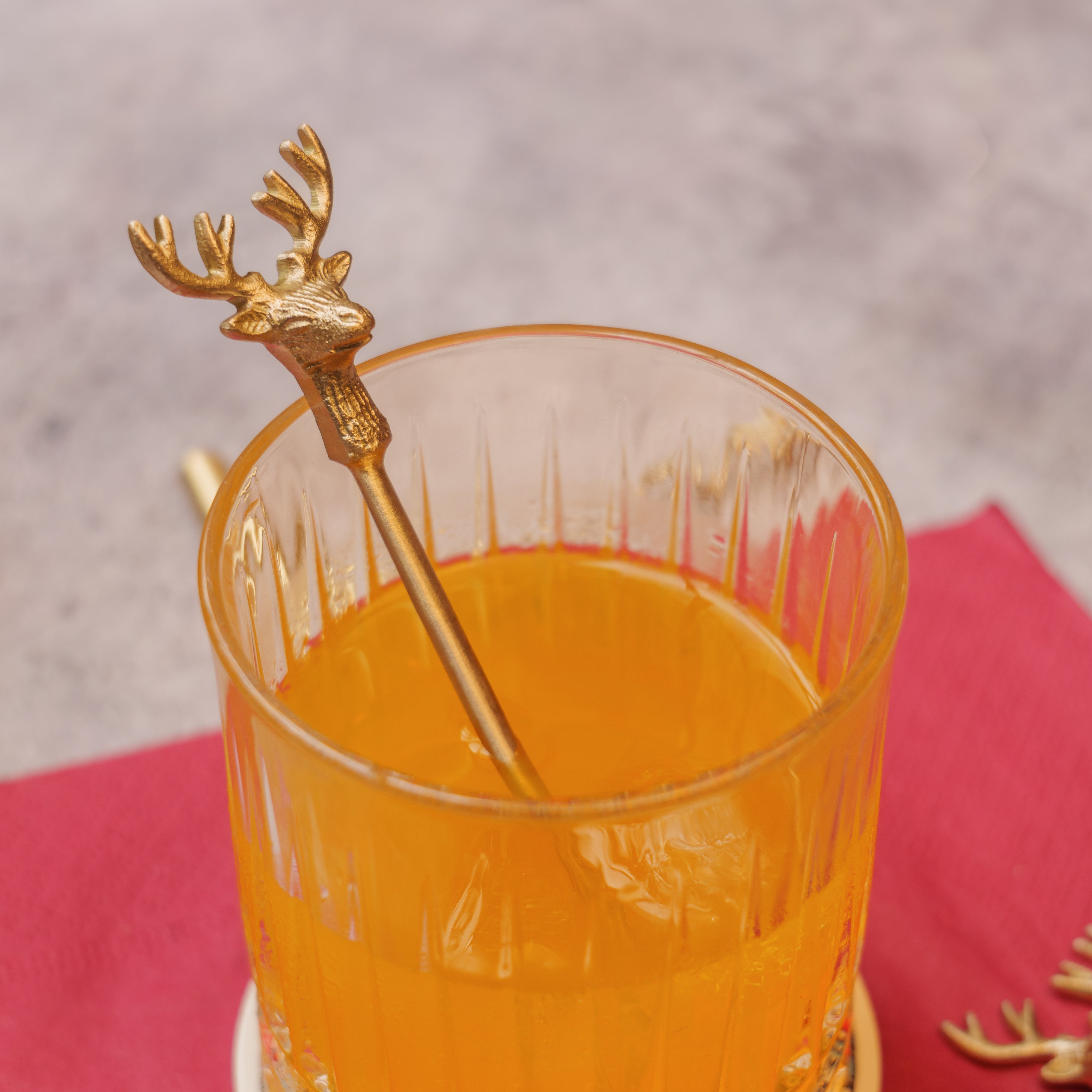 Brass Reindeer Head Cocktail Stirrers