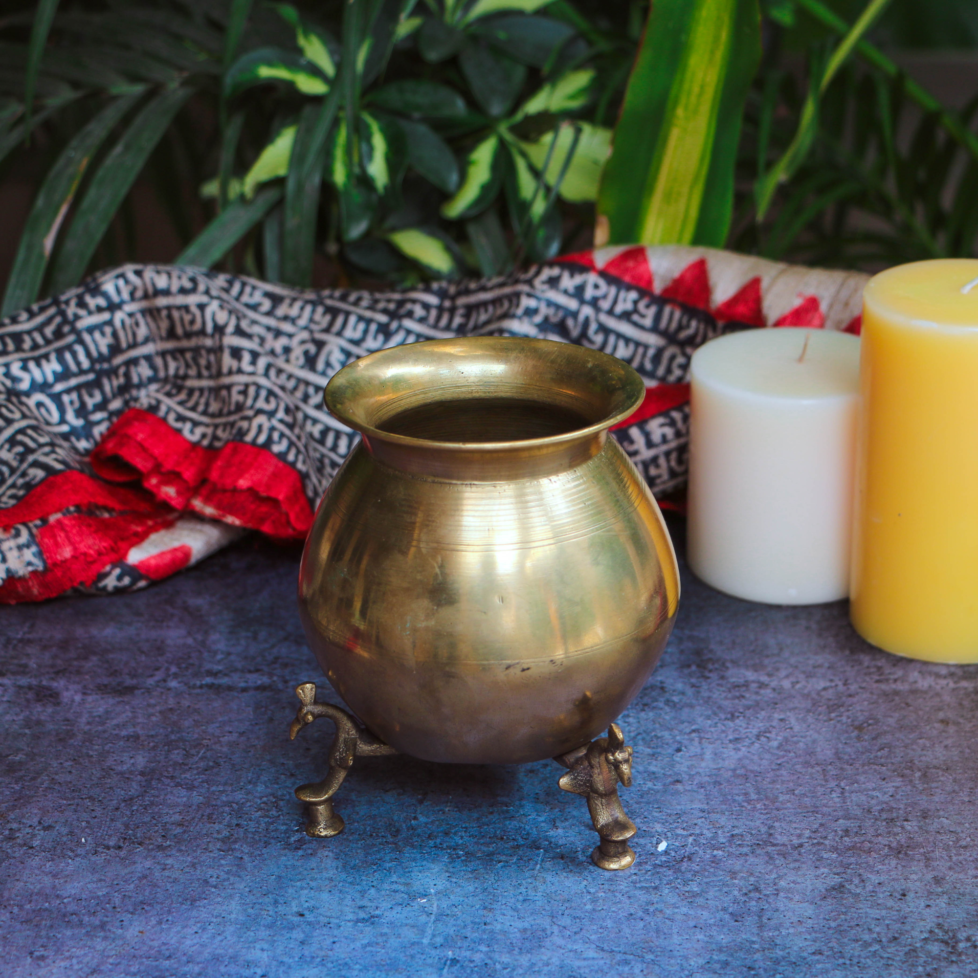 Handcrafted Elegant Vintage Brass Lota With Legs - Heavy Base