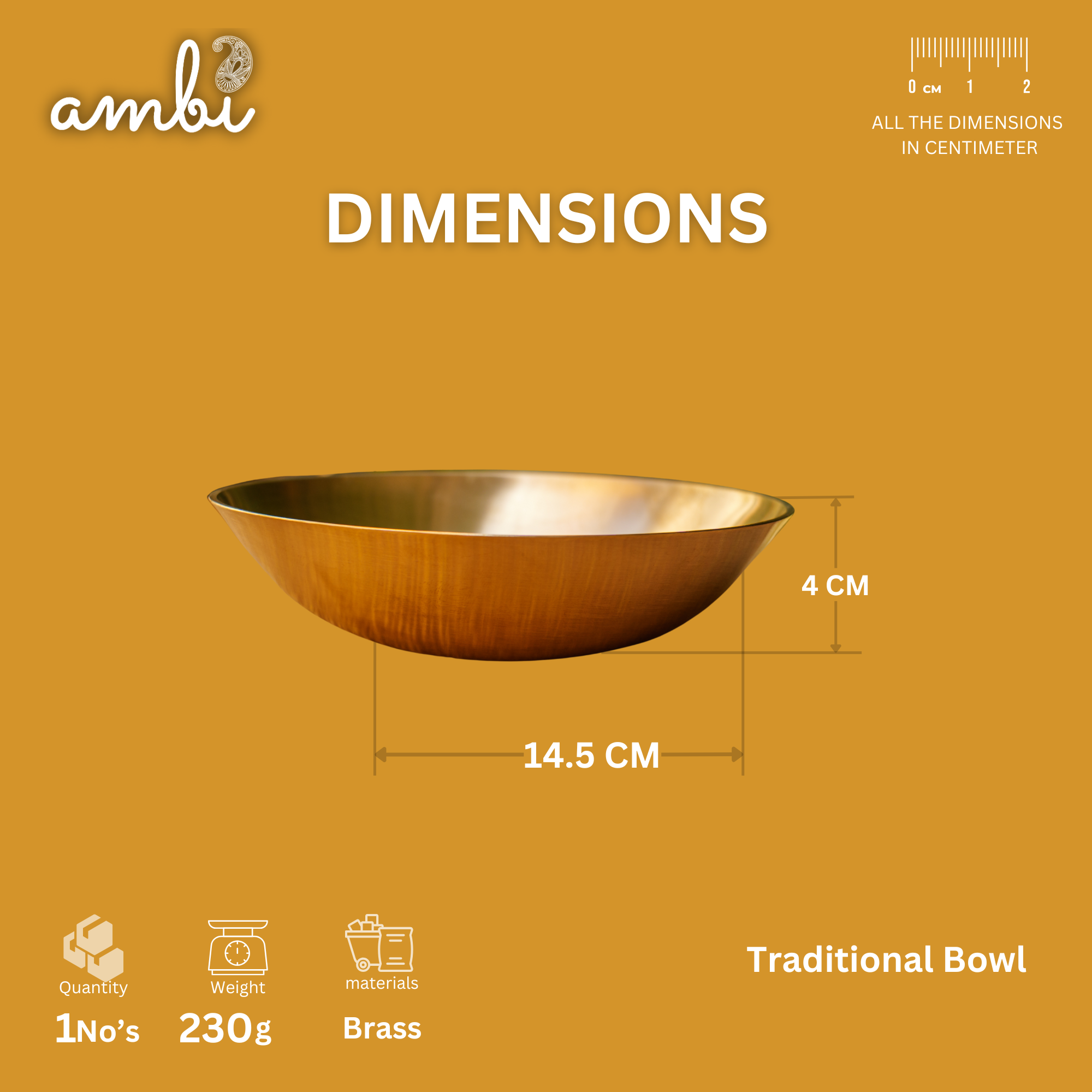 AMBI Pure 100% Lead Free Kansa Elegant Serving Bowl Heavy Make