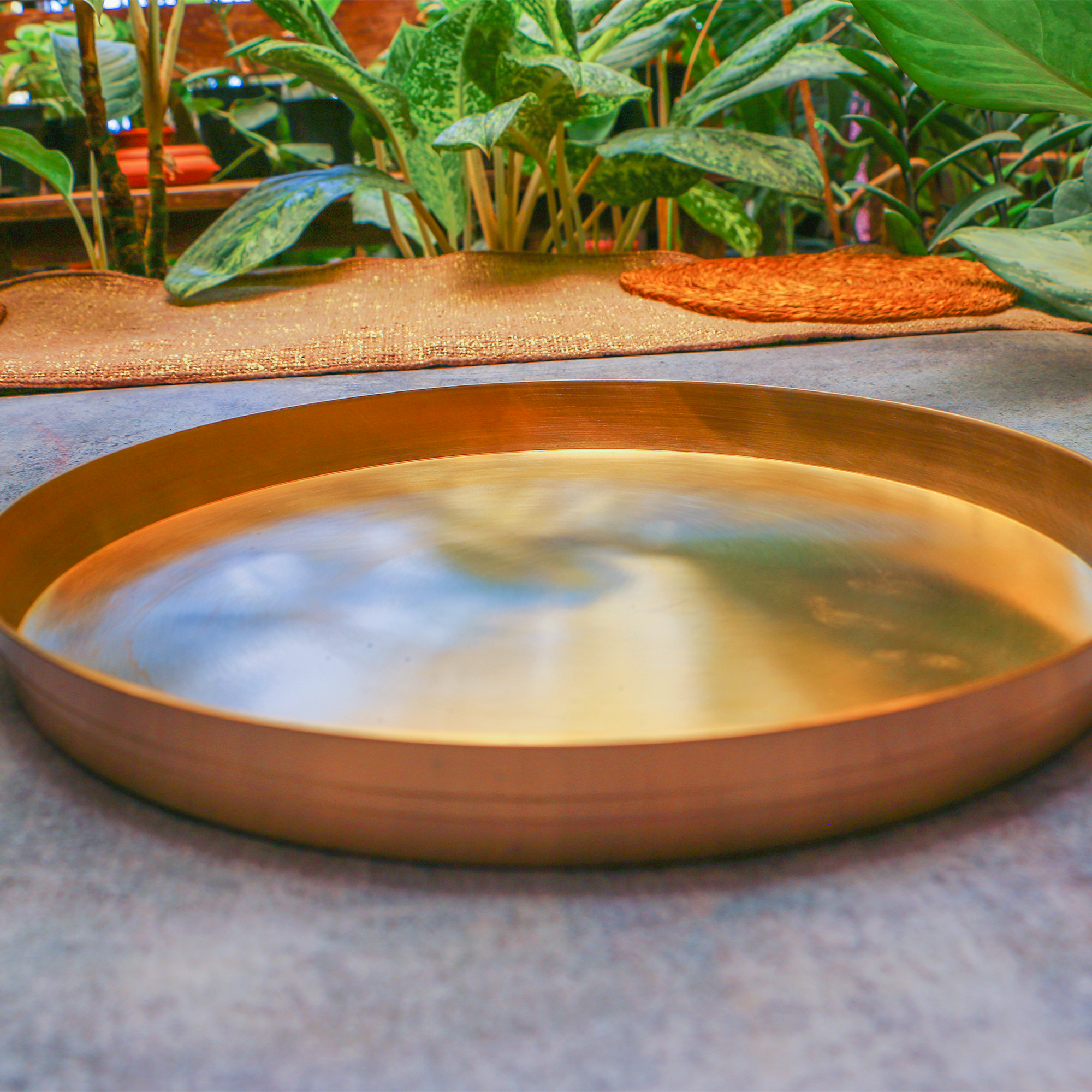 Pure Brass Thali Large - 12 inches