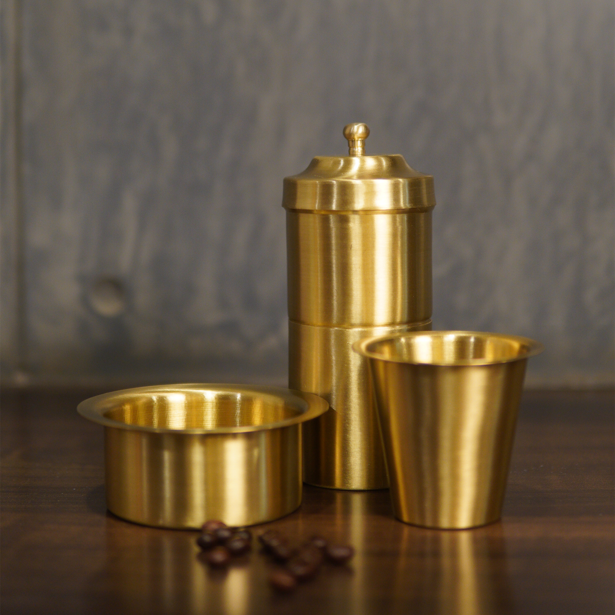 Pure Brass Coffee Filter and  Dabara Cup Set