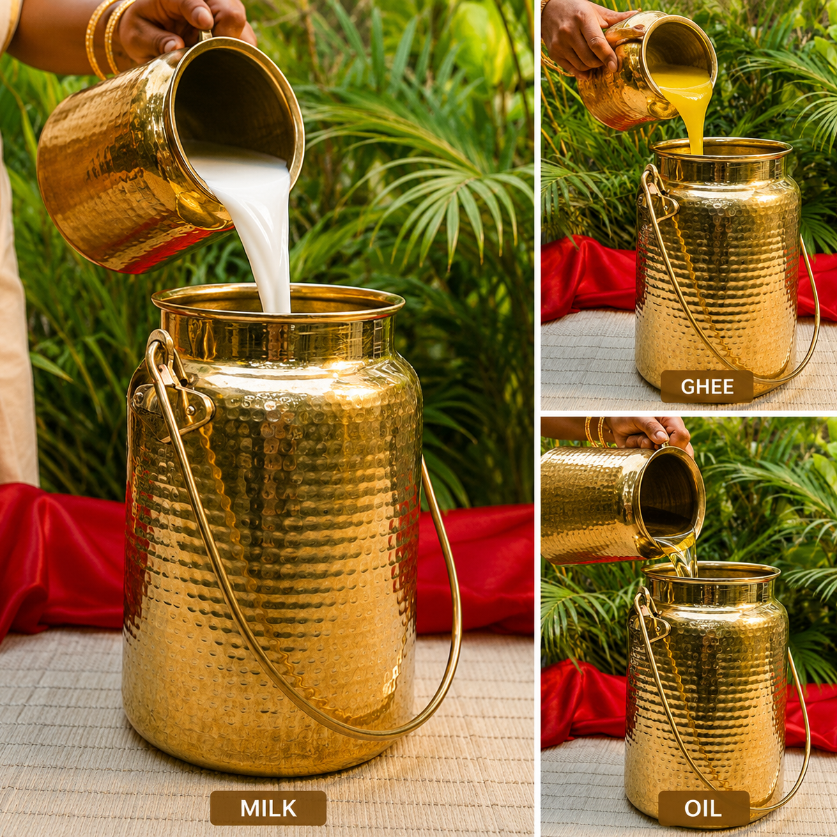 Ambi home Hammered Pure Brass Bharni — 4L Storage Jar
