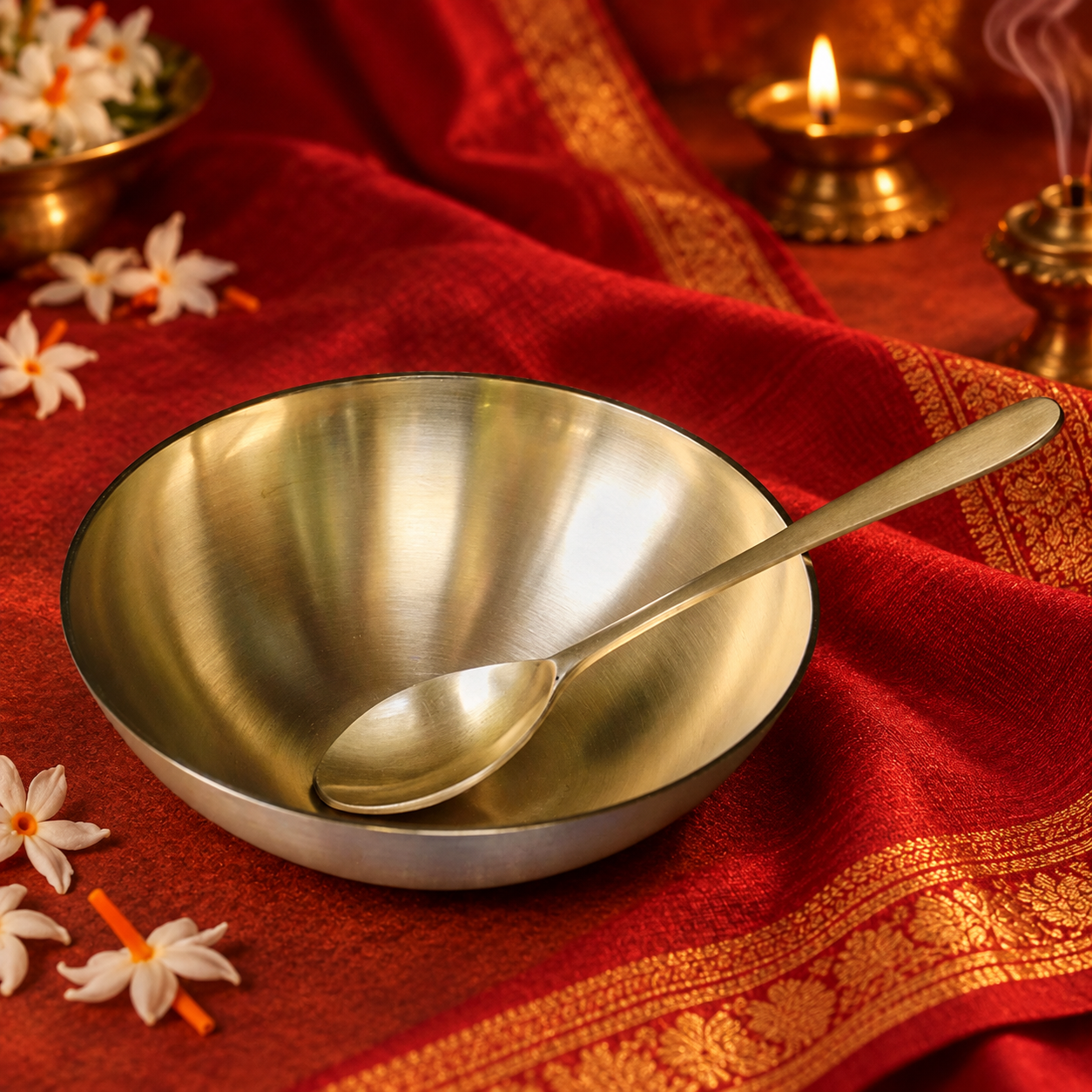 Ambi Devi Range 100% Pure Kansa Bhog / Prasadam Bowl and Spoon