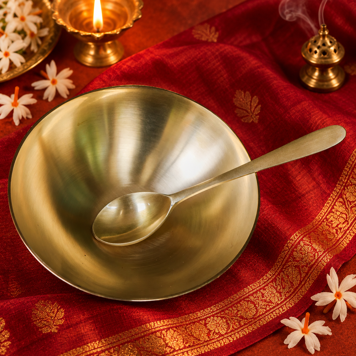 Ambi Devi Range 100% Pure Kansa Bhog / Prasadam Bowl and Spoon