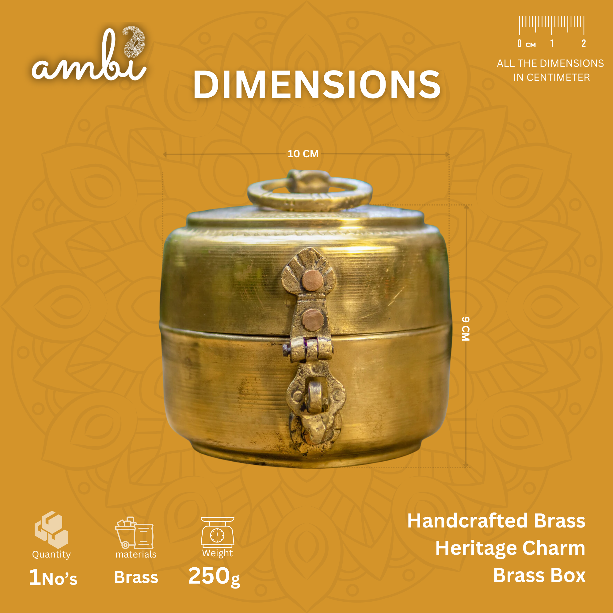 Handcrafted Brass Heritage Charm Brass Box