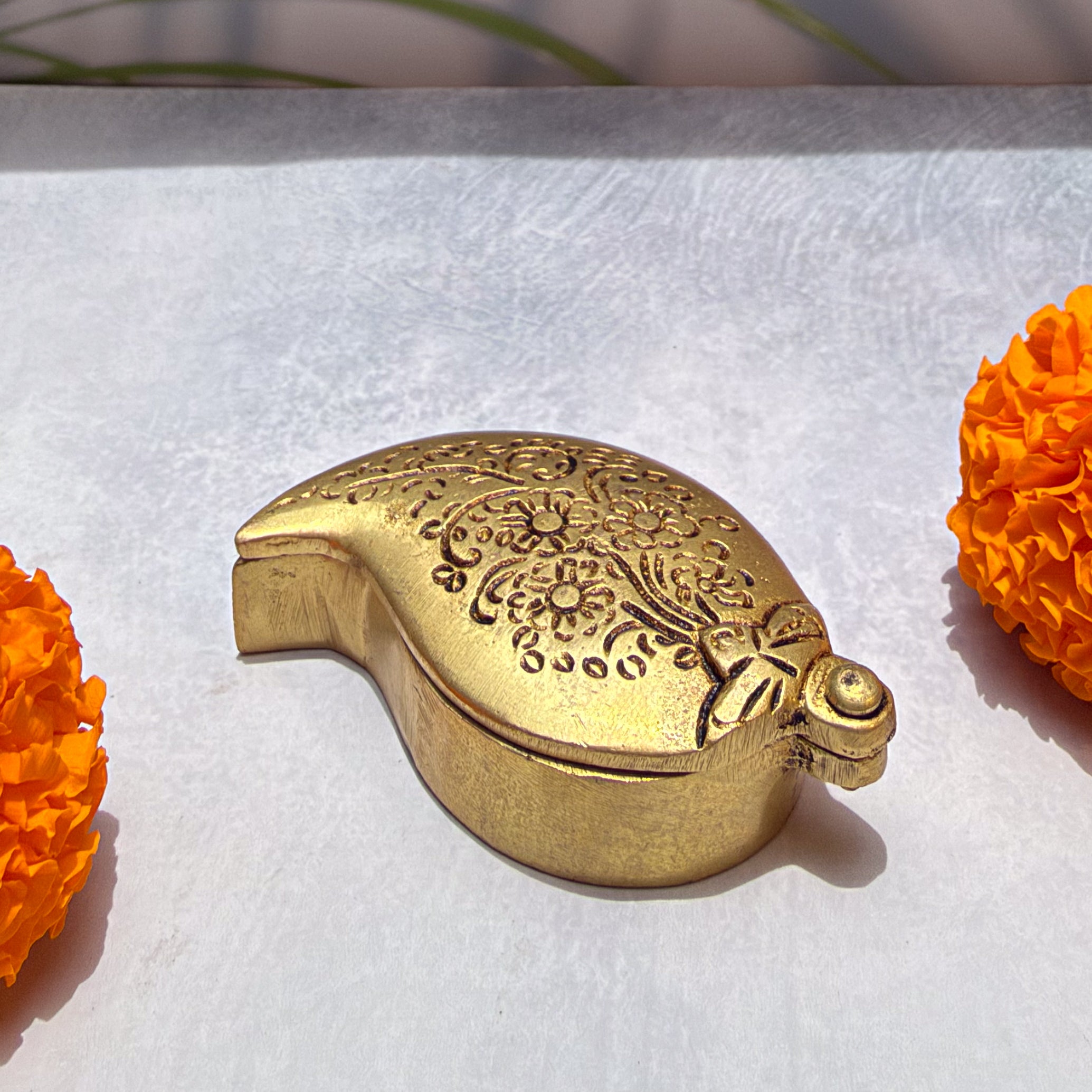 Ambi Brass Kumkum Box | Pooja Accessory