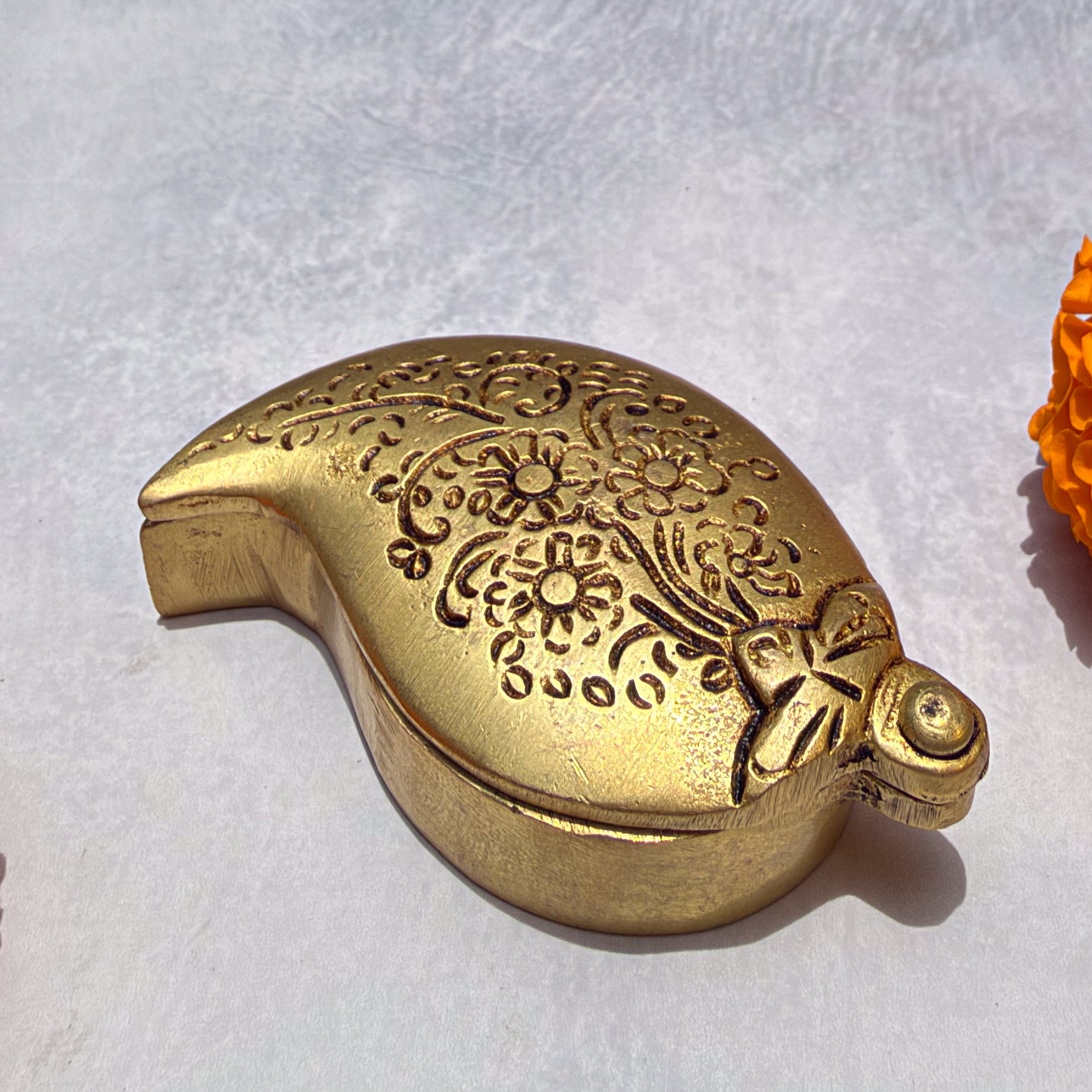 Ambi Brass Kumkum Box | Pooja Accessory