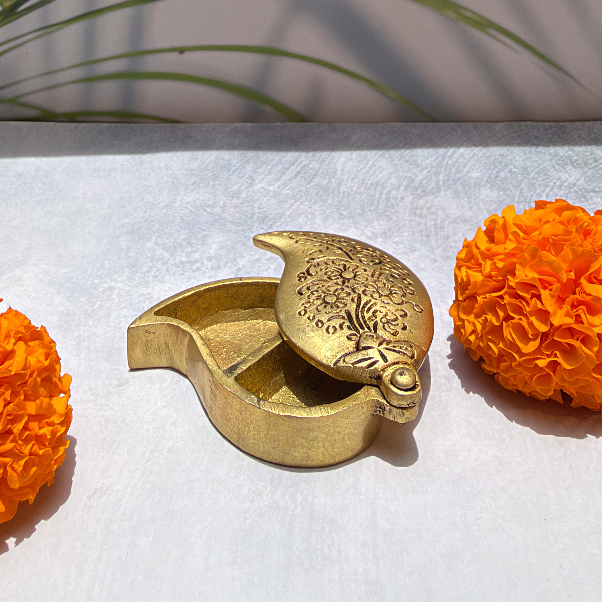 Ambi Brass Kumkum Box | Pooja Accessory