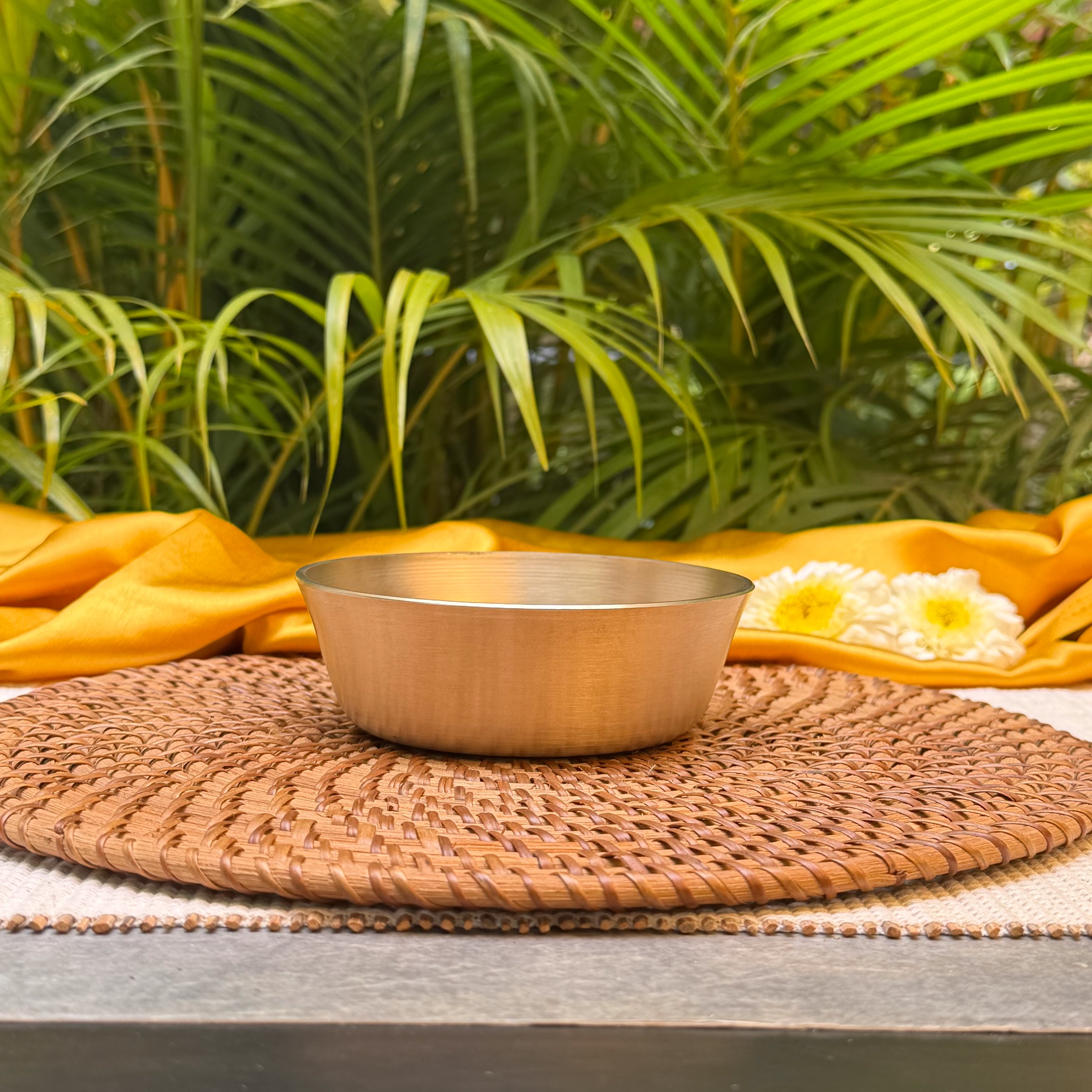 Ambi Kansa High Edge Bowl | Traditional Kansa Serving Bowl | Bronze Metal Bowl for Curries, Dal, Rice, Snacks, Sweets & Everyday Dining