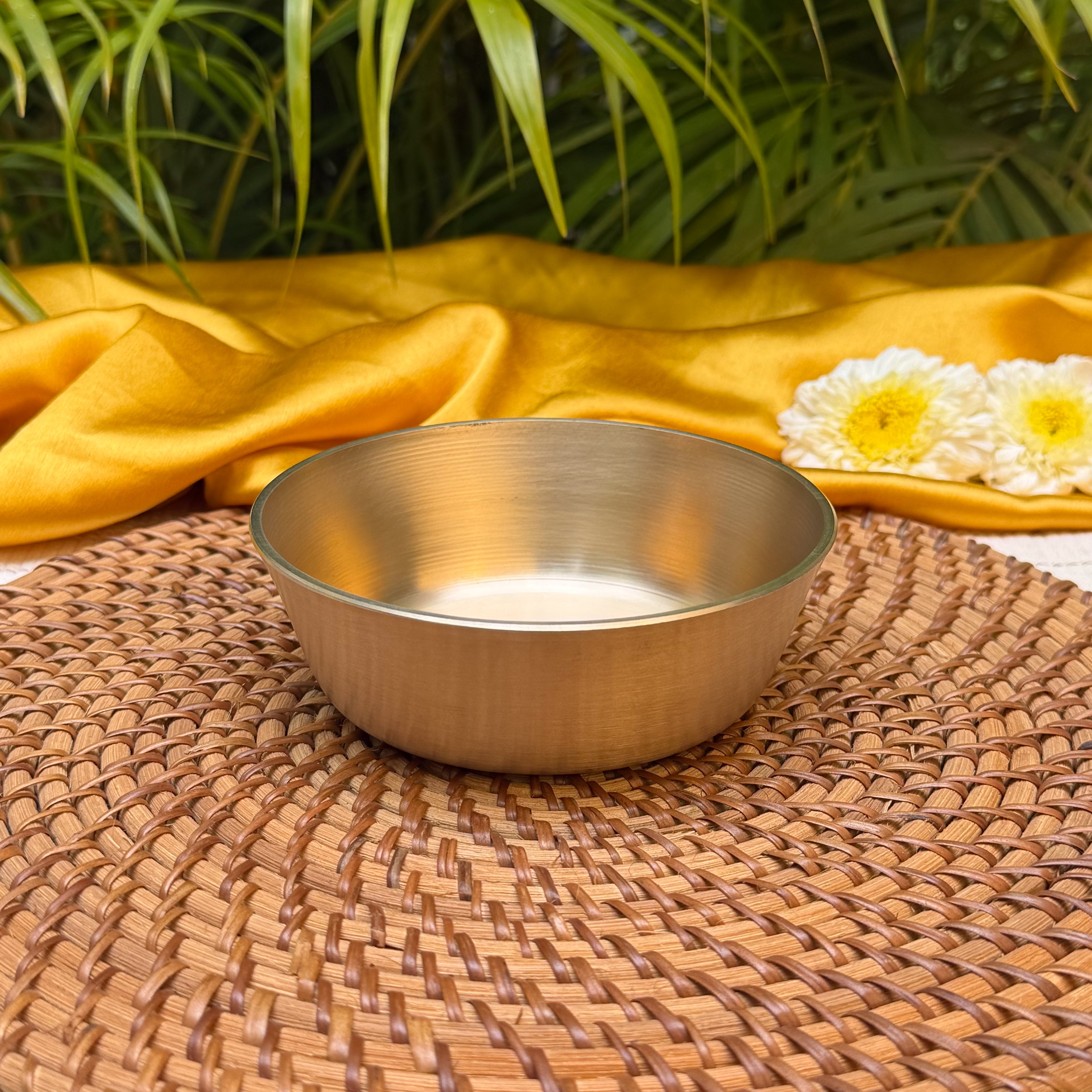Ambi Kansa High Edge Bowl | Traditional Kansa Serving Bowl | Bronze Metal Bowl for Curries, Dal, Rice, Snacks, Sweets & Everyday Dining