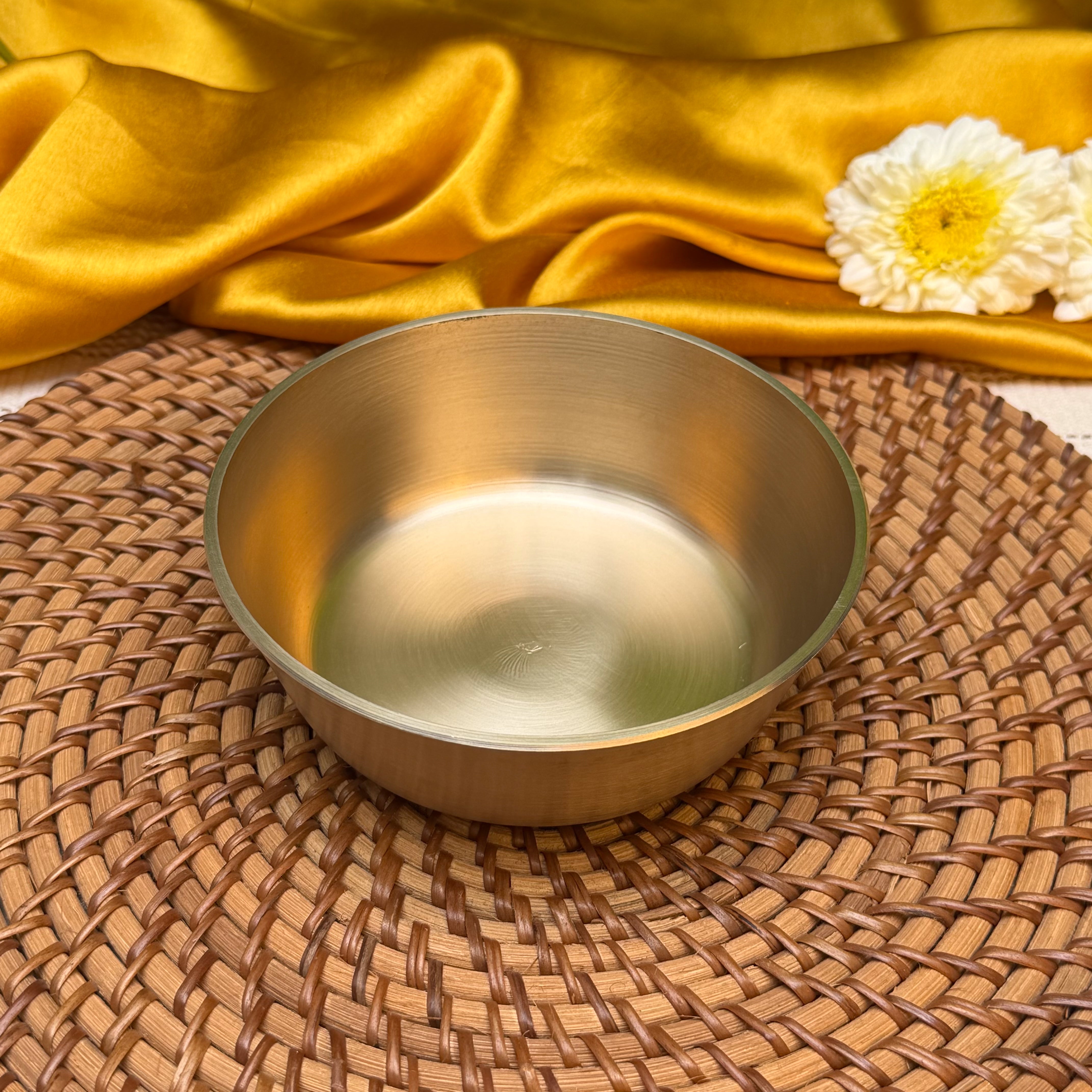 Ambi Kansa High Edge Bowl | Traditional Kansa Serving Bowl | Bronze Metal Bowl for Curries, Dal, Rice, Snacks, Sweets & Everyday Dining
