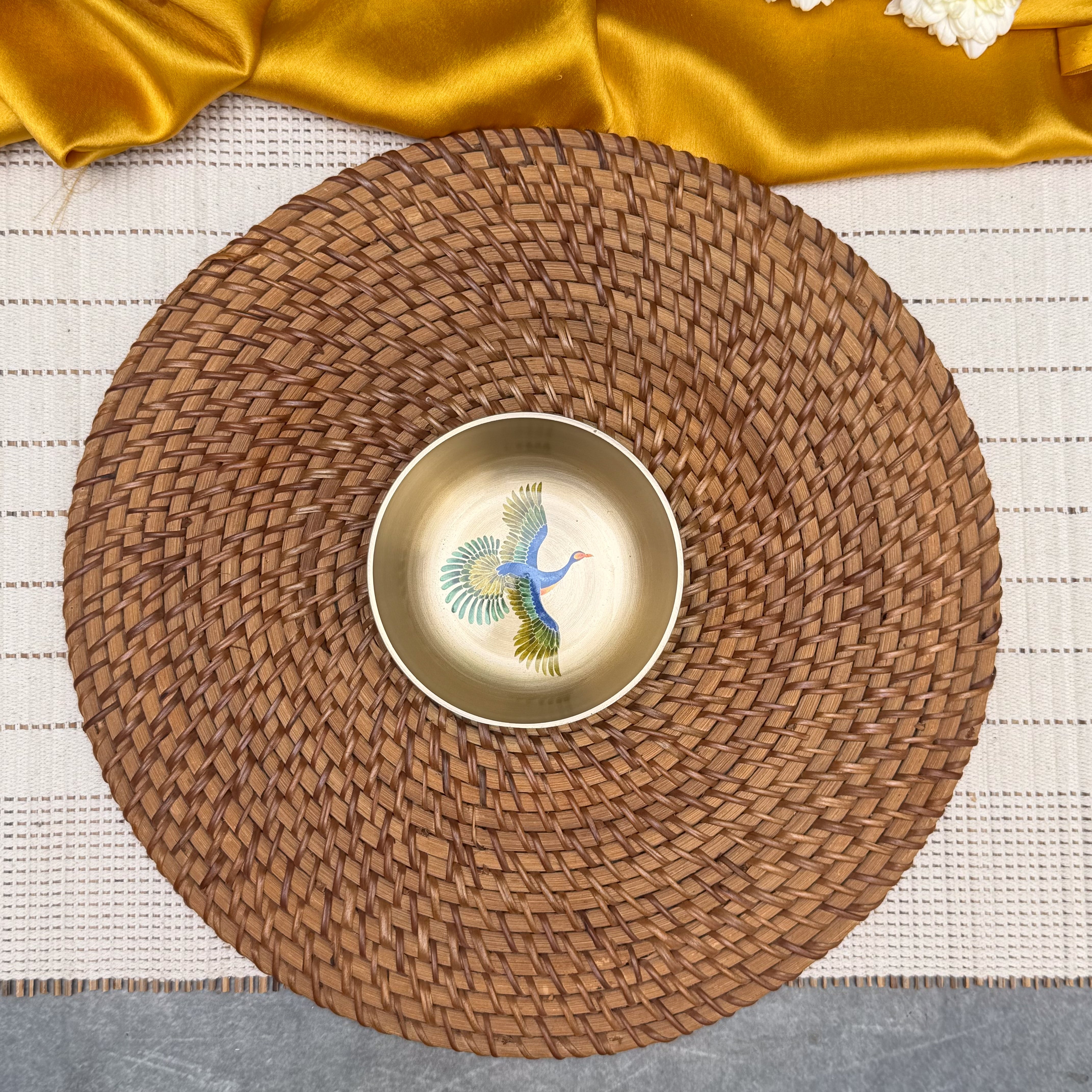 Ambi Pure Kansa Pattachitra Bird Hand Painted Bowl – 3.5 Inch | 180 ML