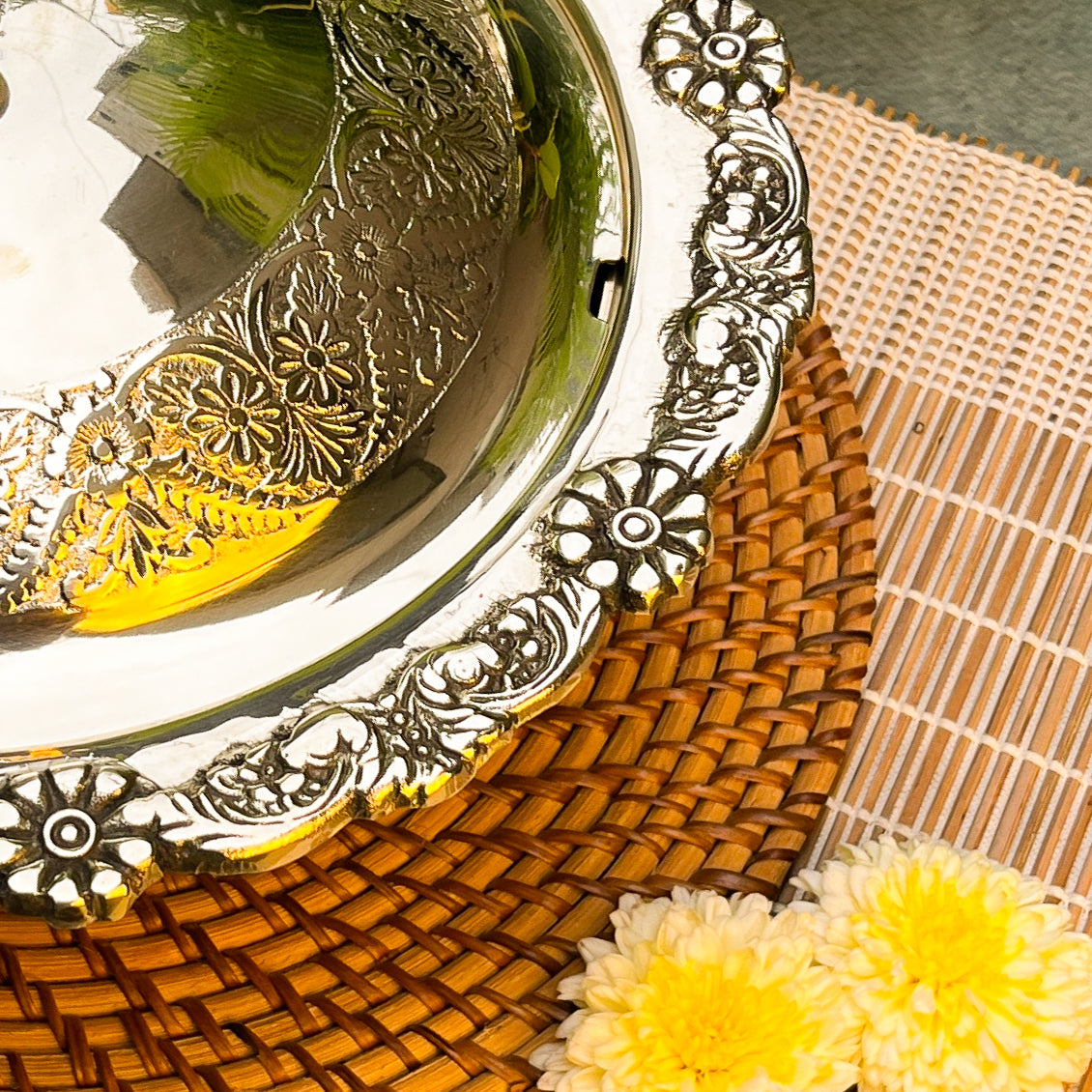 Ambi Lead Free Pure Brass Vicotorian Serving Bowl with Ornate Floral Lid Large