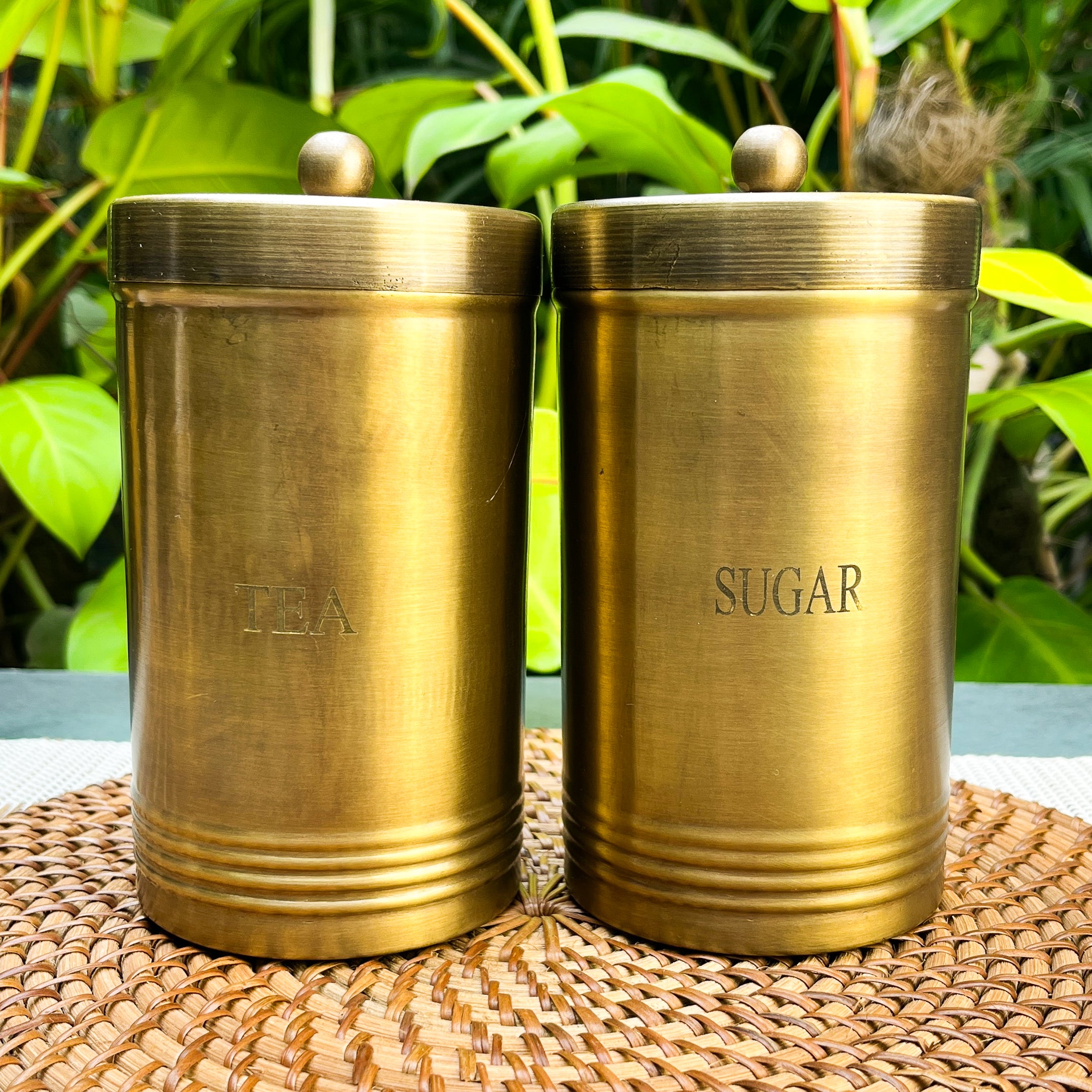 100% Pure Brass Air-Tight Storage Jar Boxes (Tea & Sugar) – Medium Size