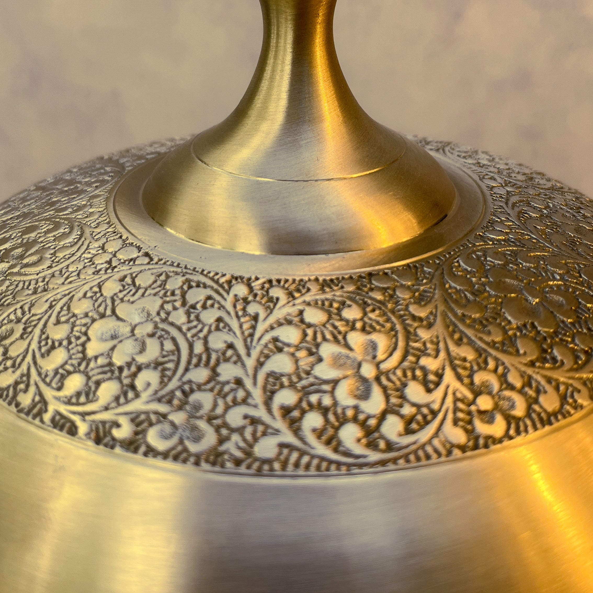 AMBI Regal Hand-Engraved Brass Serving Bowl with Lid & Handles Medium