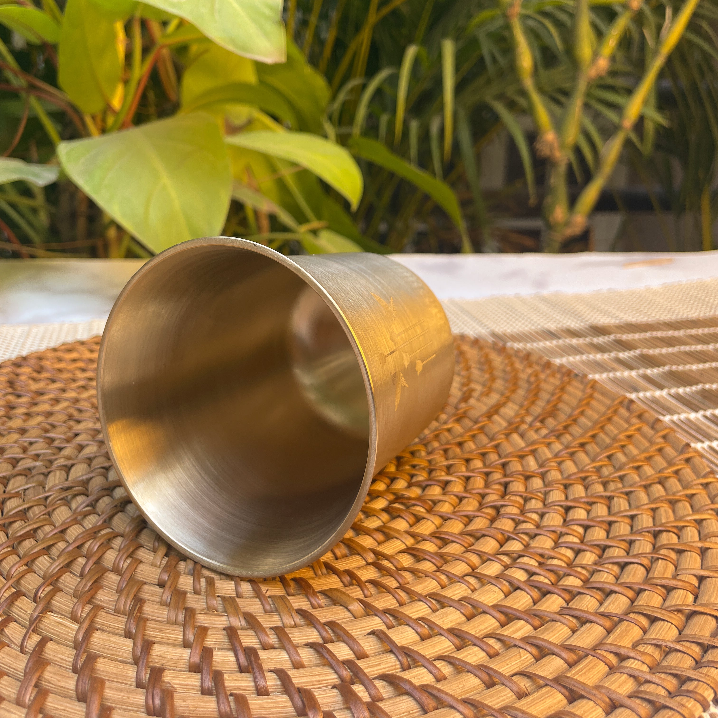 AMBI Pure 100% Lead Free Brass Water Glass -with Laser Cut Design 250ml