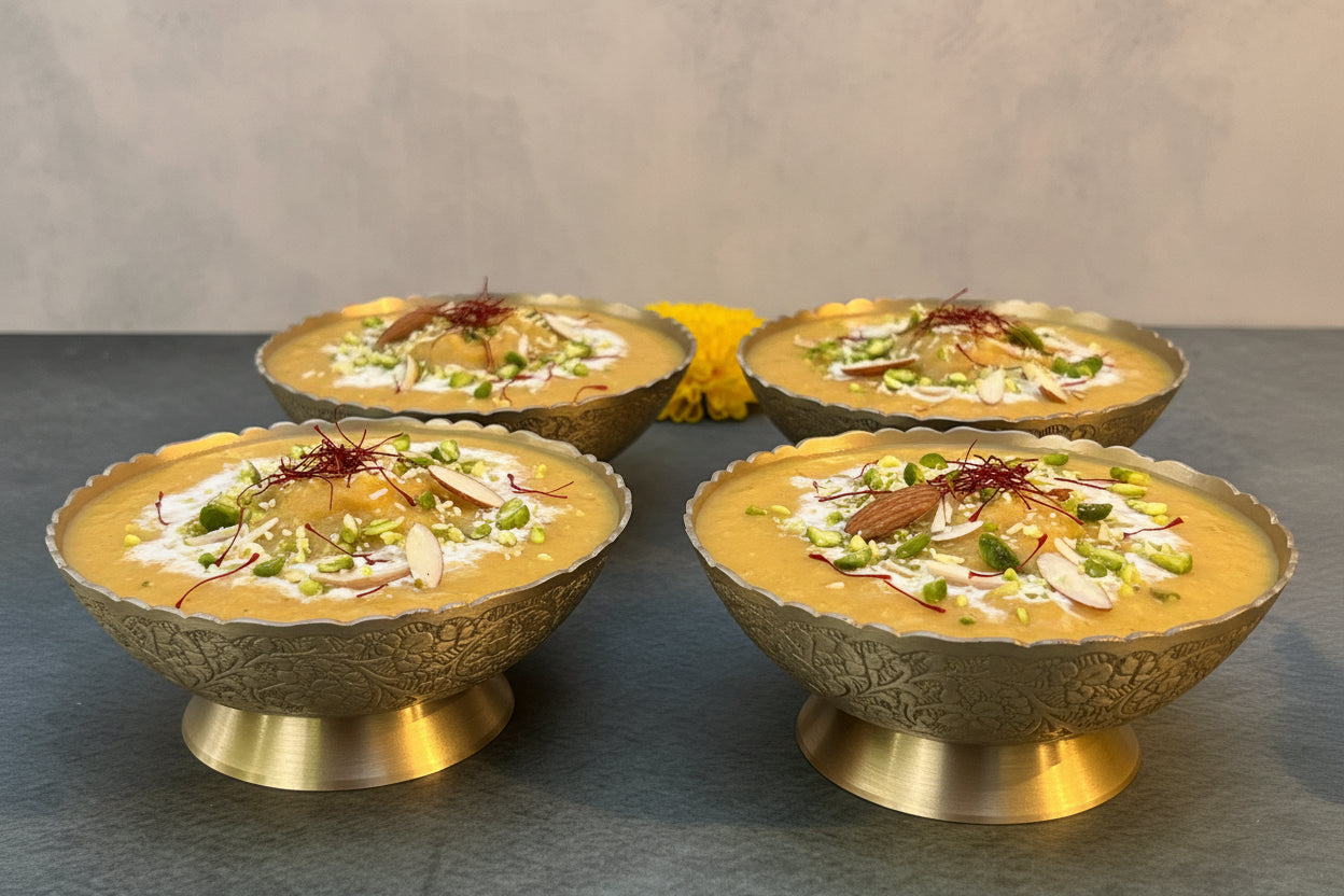 AMBI Handcrafted 100% Pure Brass Dessert / Nut Bowl with engraving Set of 4