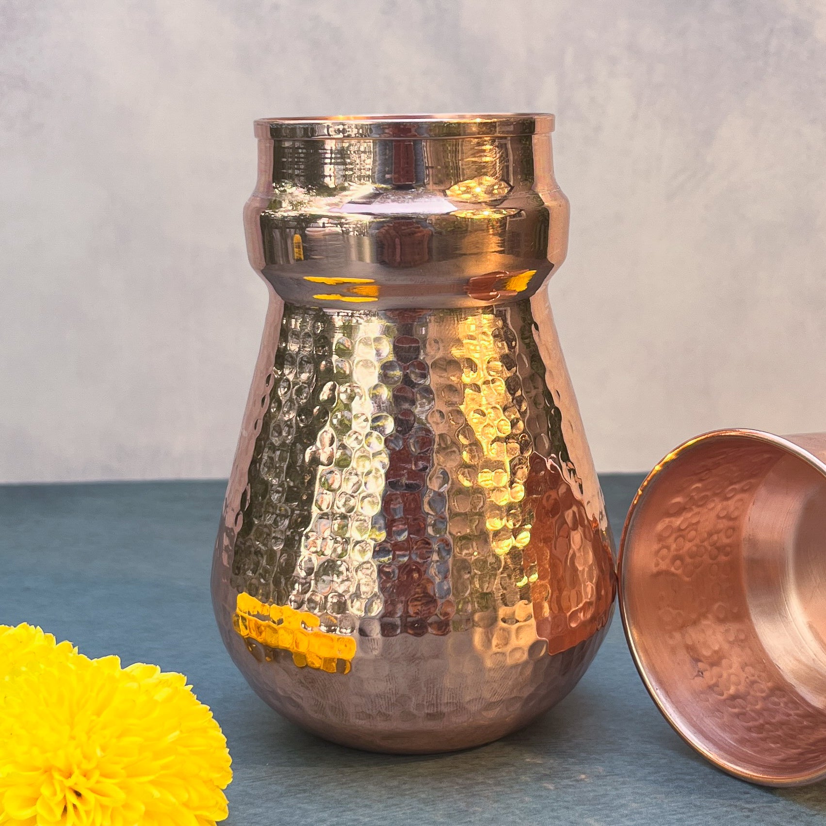 Ambi Pure Classy Pure Copper Water Carafe with Glass / Bottle  Small