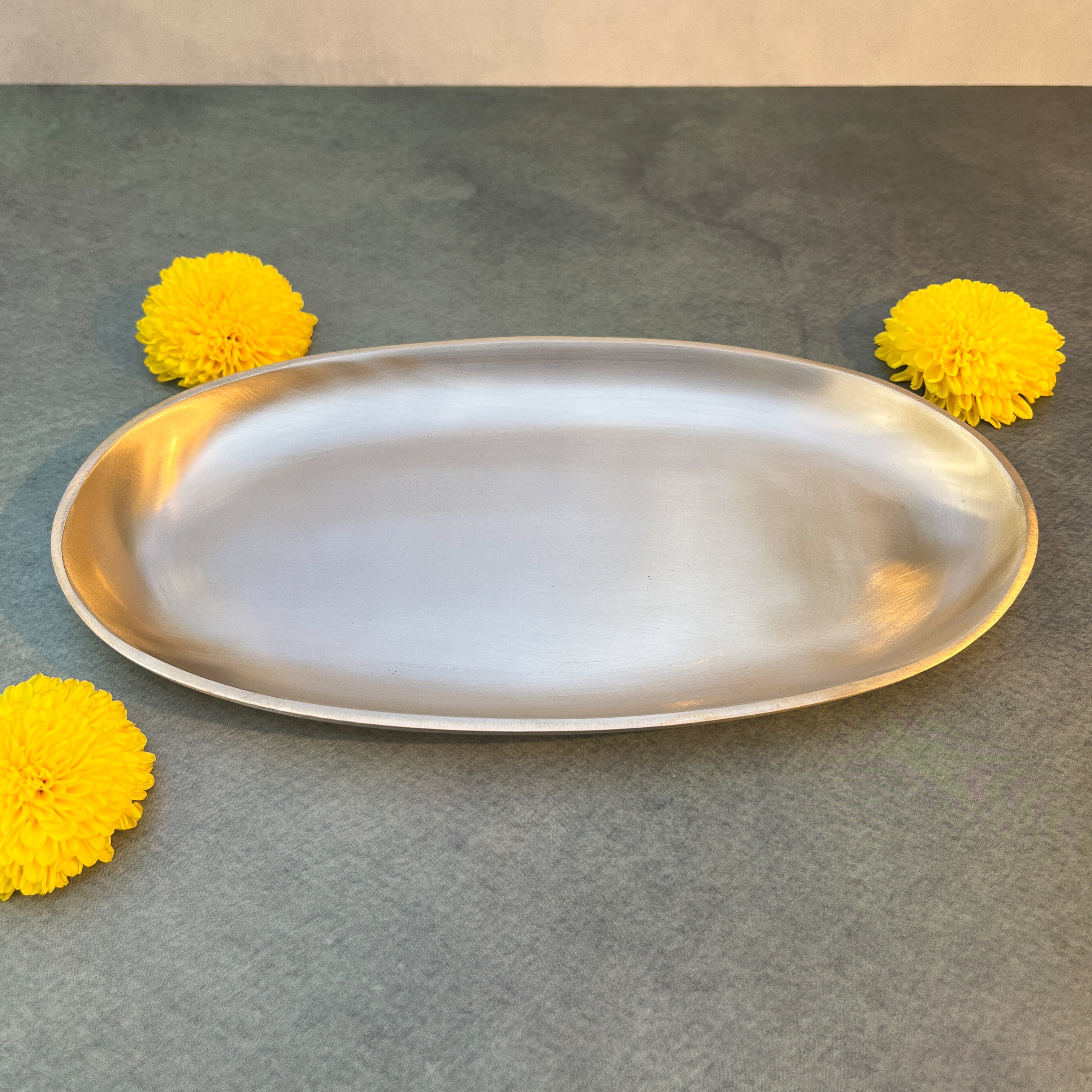 AMBI 100% Pure Lead Free Heavy Kansa Classic Oval Kebab Platter