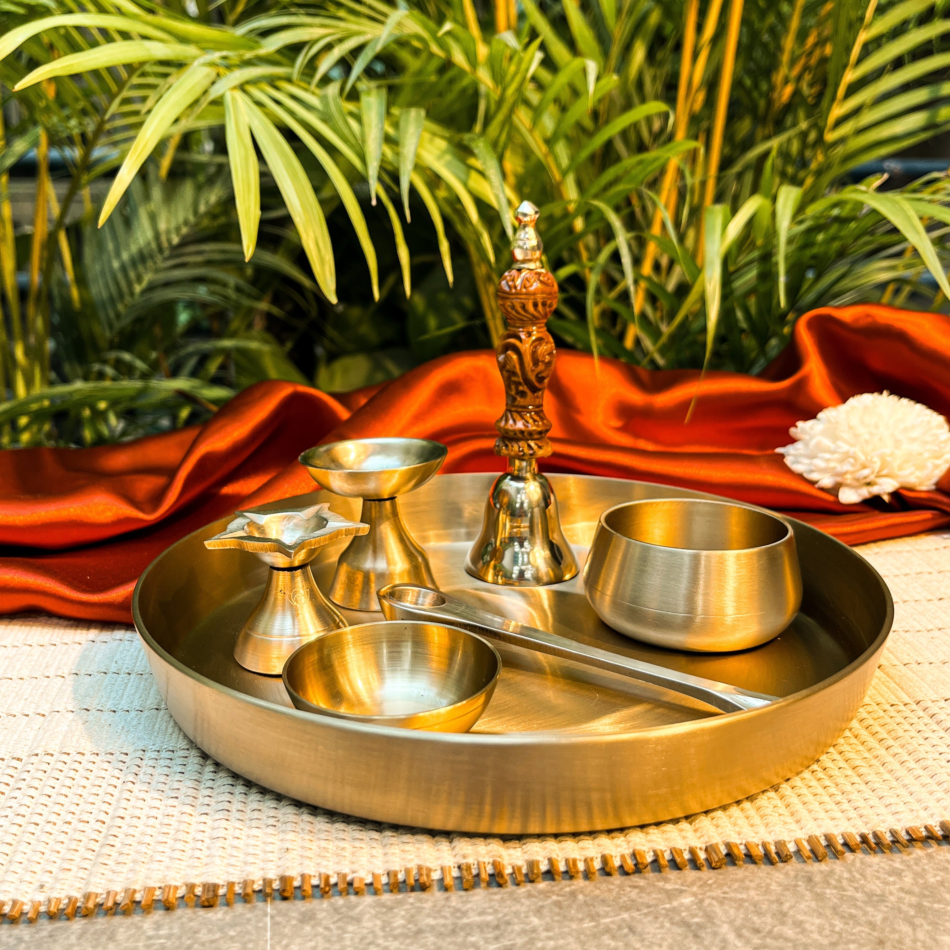 Ambi Divine Experience - Pure Lead Free Kansa Puja Thali Set of 6
