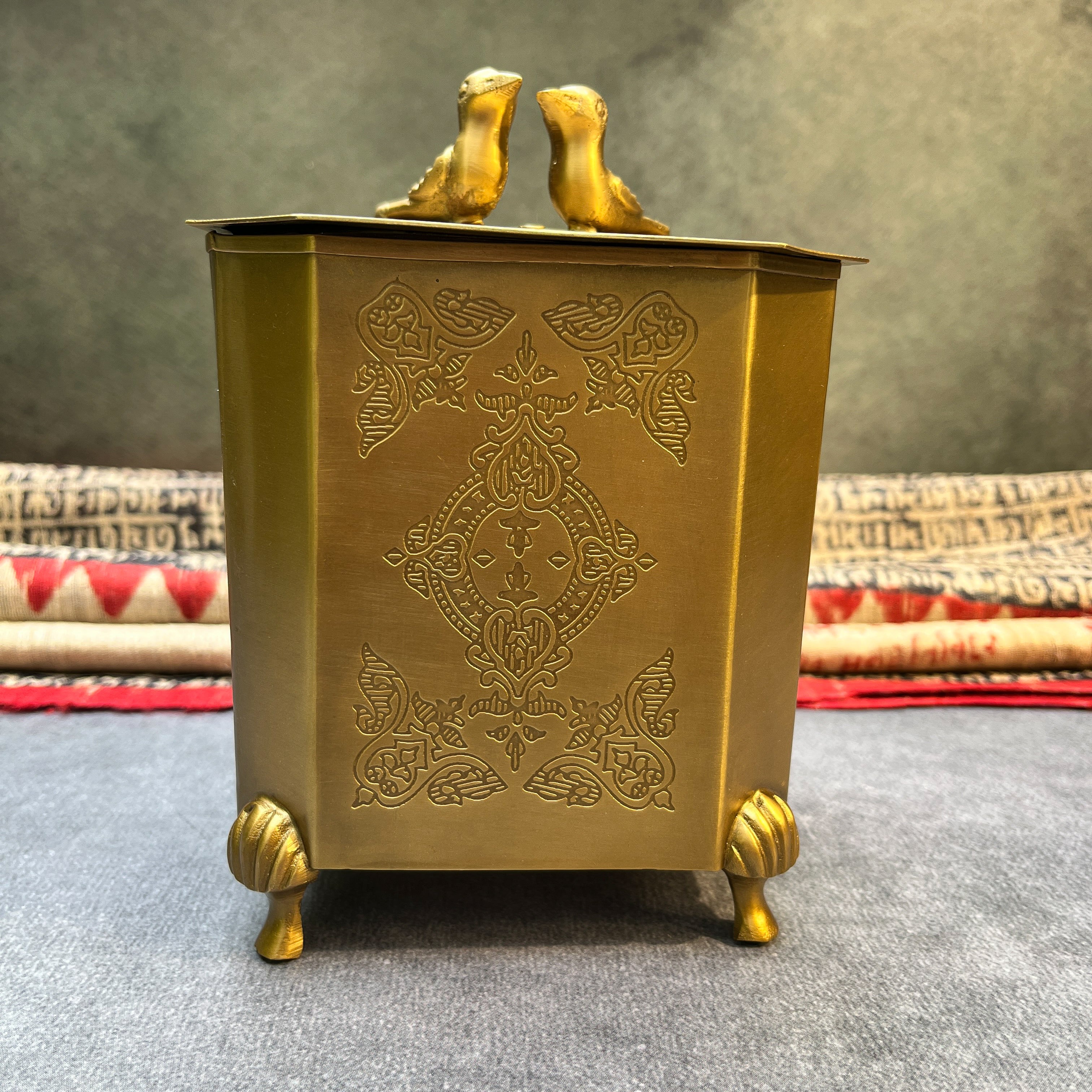 Ambi Pure Brass Heritage Birds Decorative Storage Box